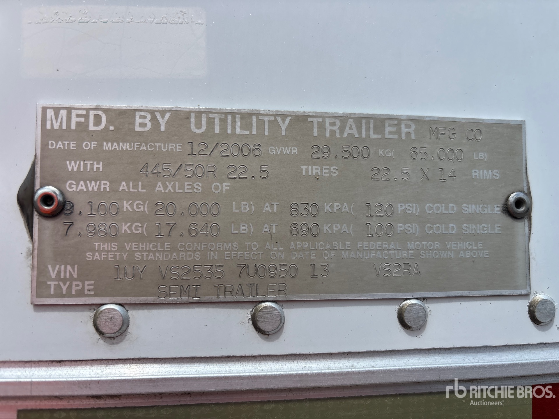 General Appearance with Serial Number / VIN