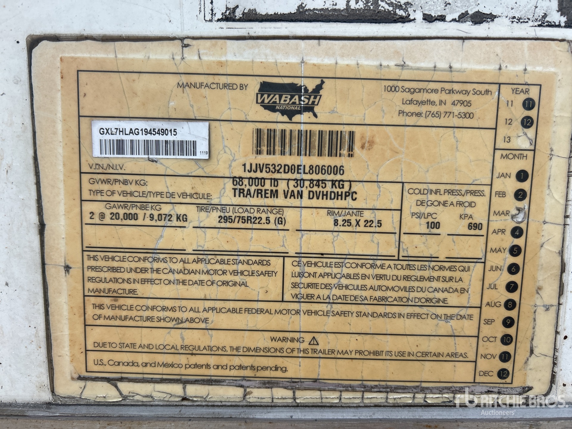 General Appearance with Serial Number / VIN