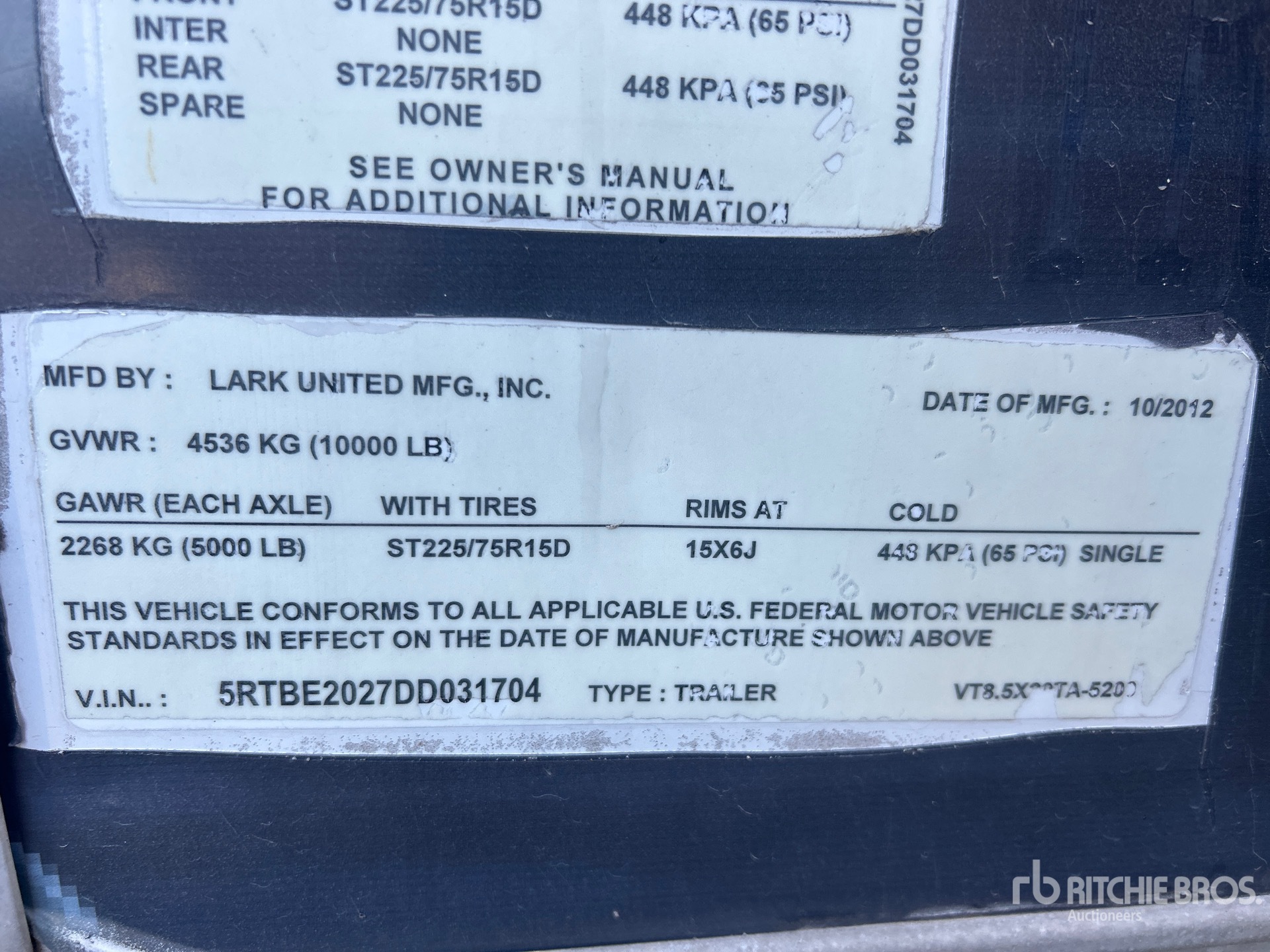 General Appearance with Serial Number / VIN