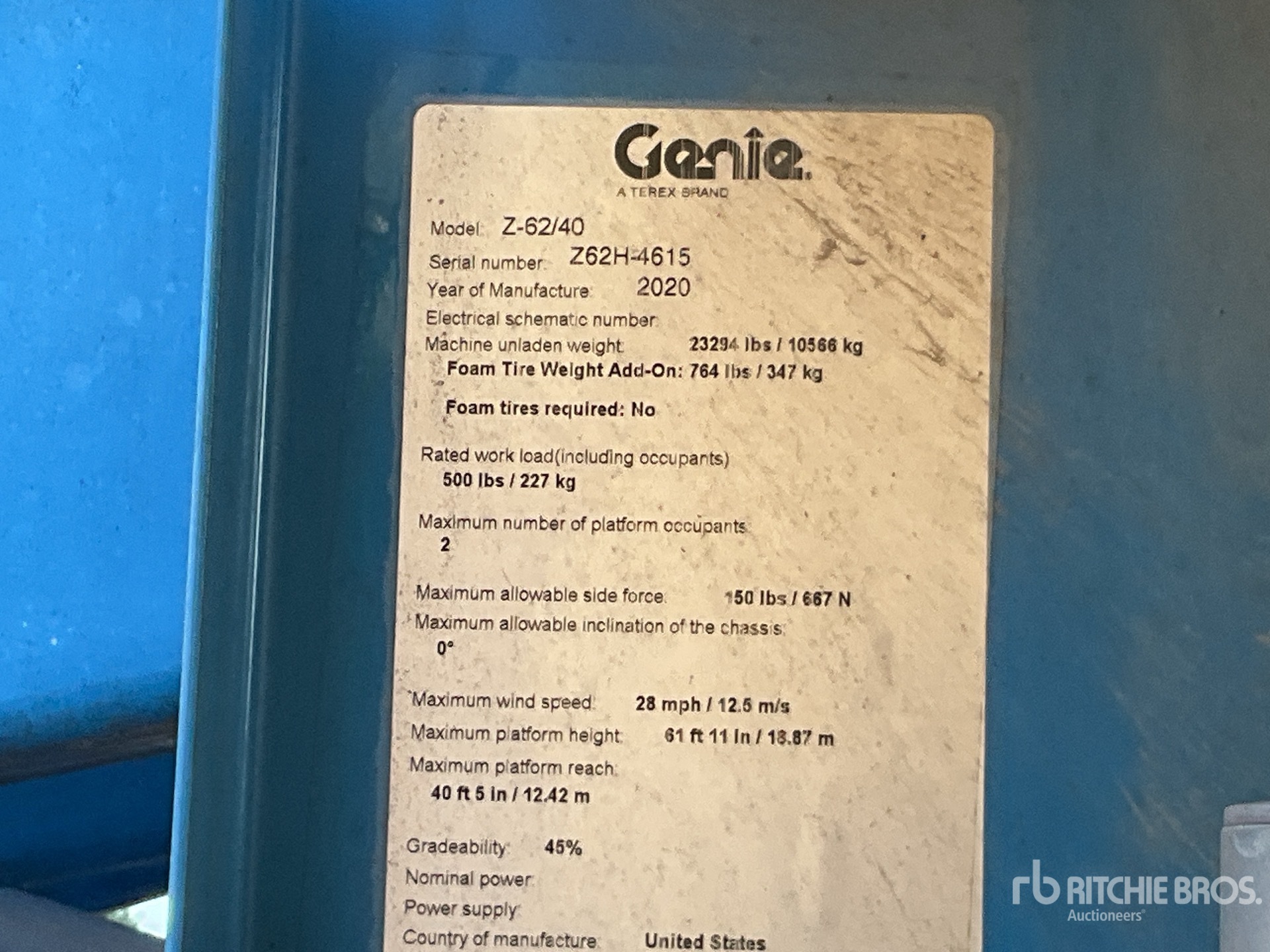 General Appearance with Serial Number / VIN