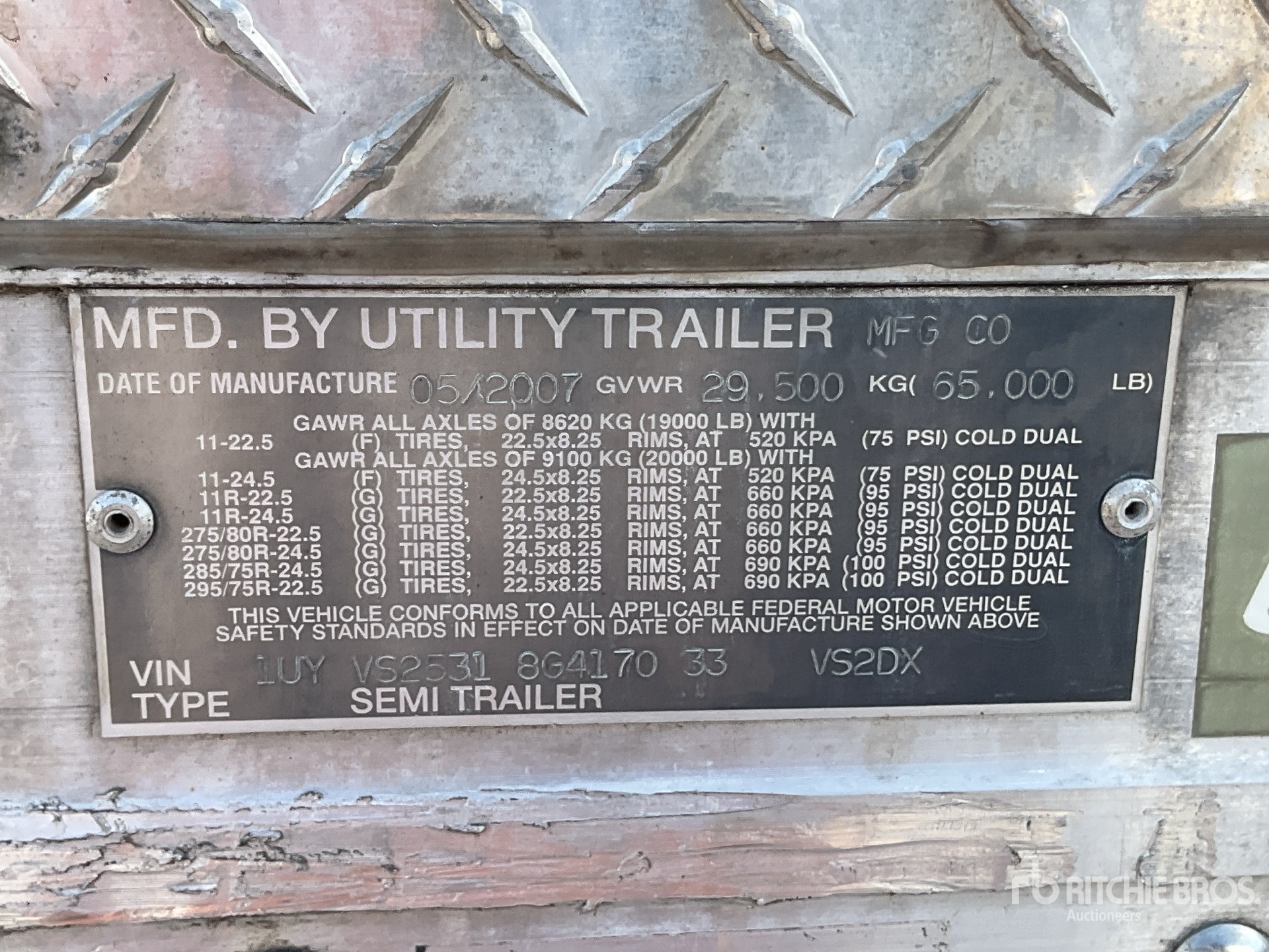 General Appearance with Serial Number / VIN