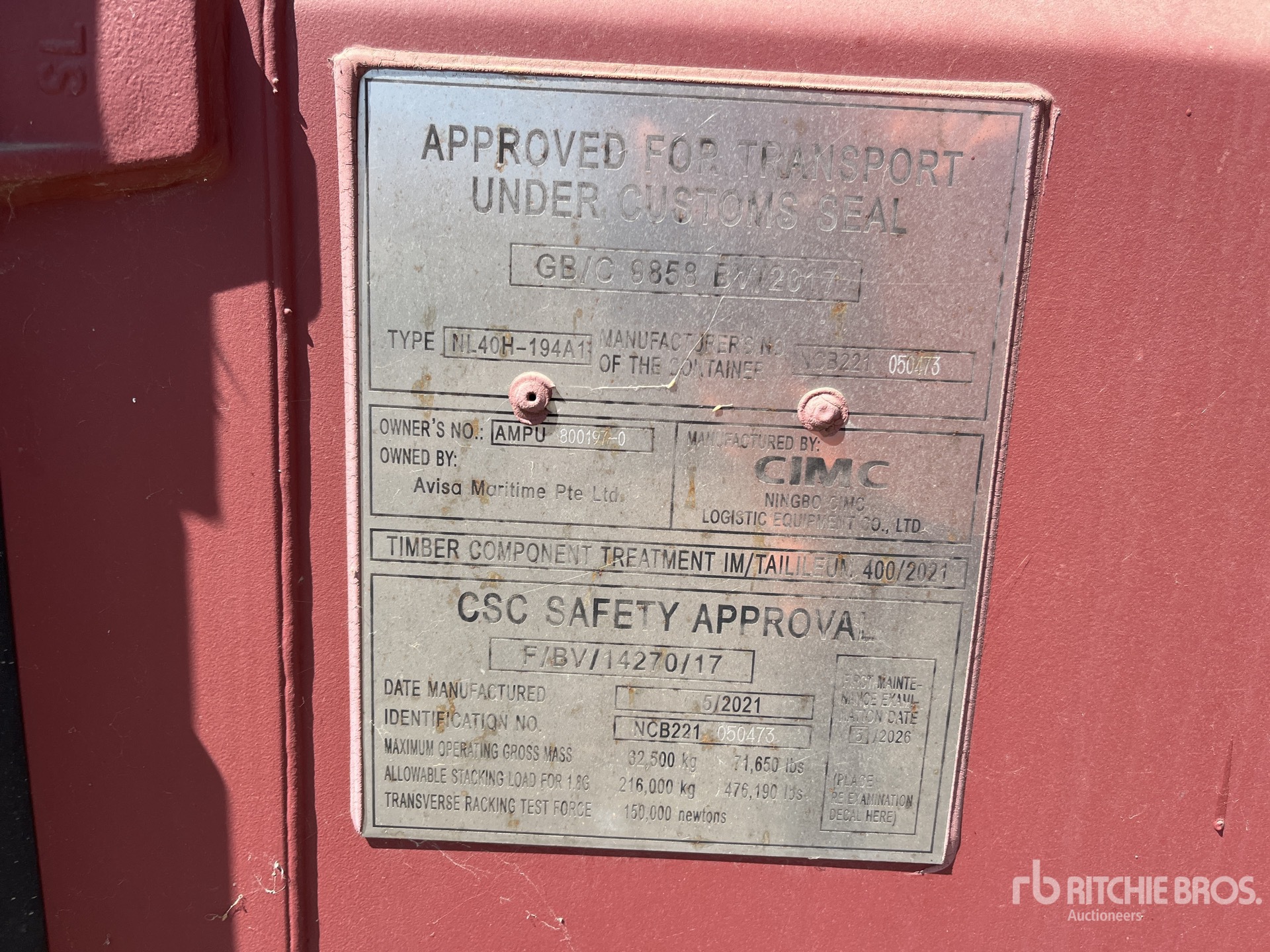 General Appearance with Serial Number / VIN