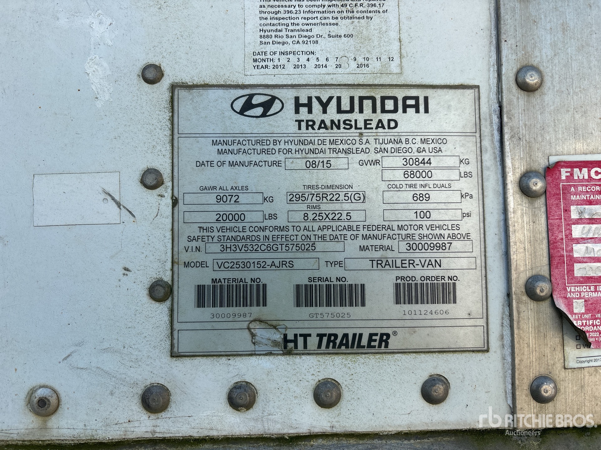 General Appearance with Serial Number / VIN