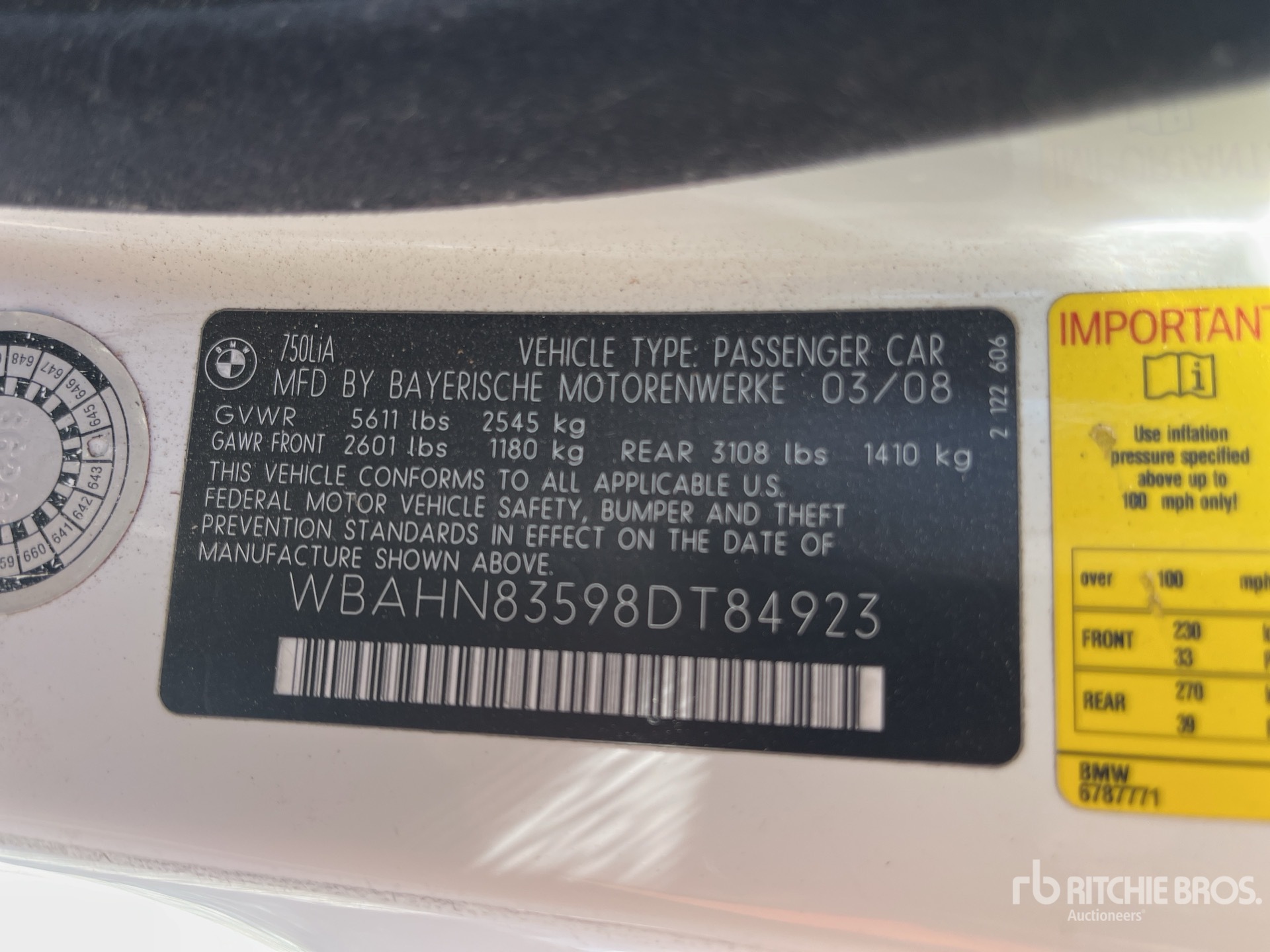 General Appearance with Serial Number / VIN