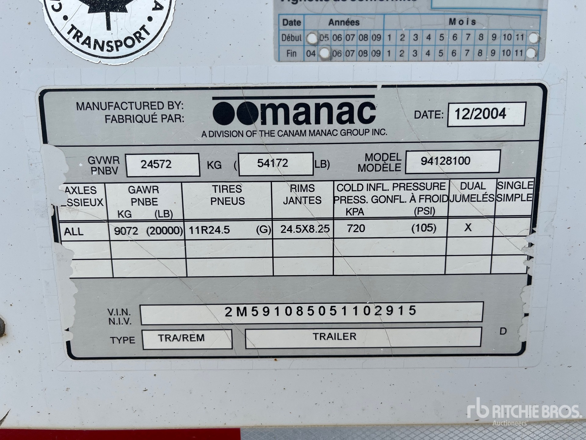General Appearance with Serial Number / VIN