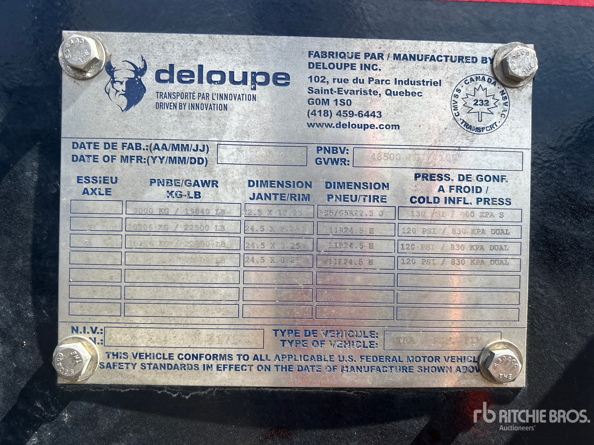 General Appearance with Serial Number / VIN