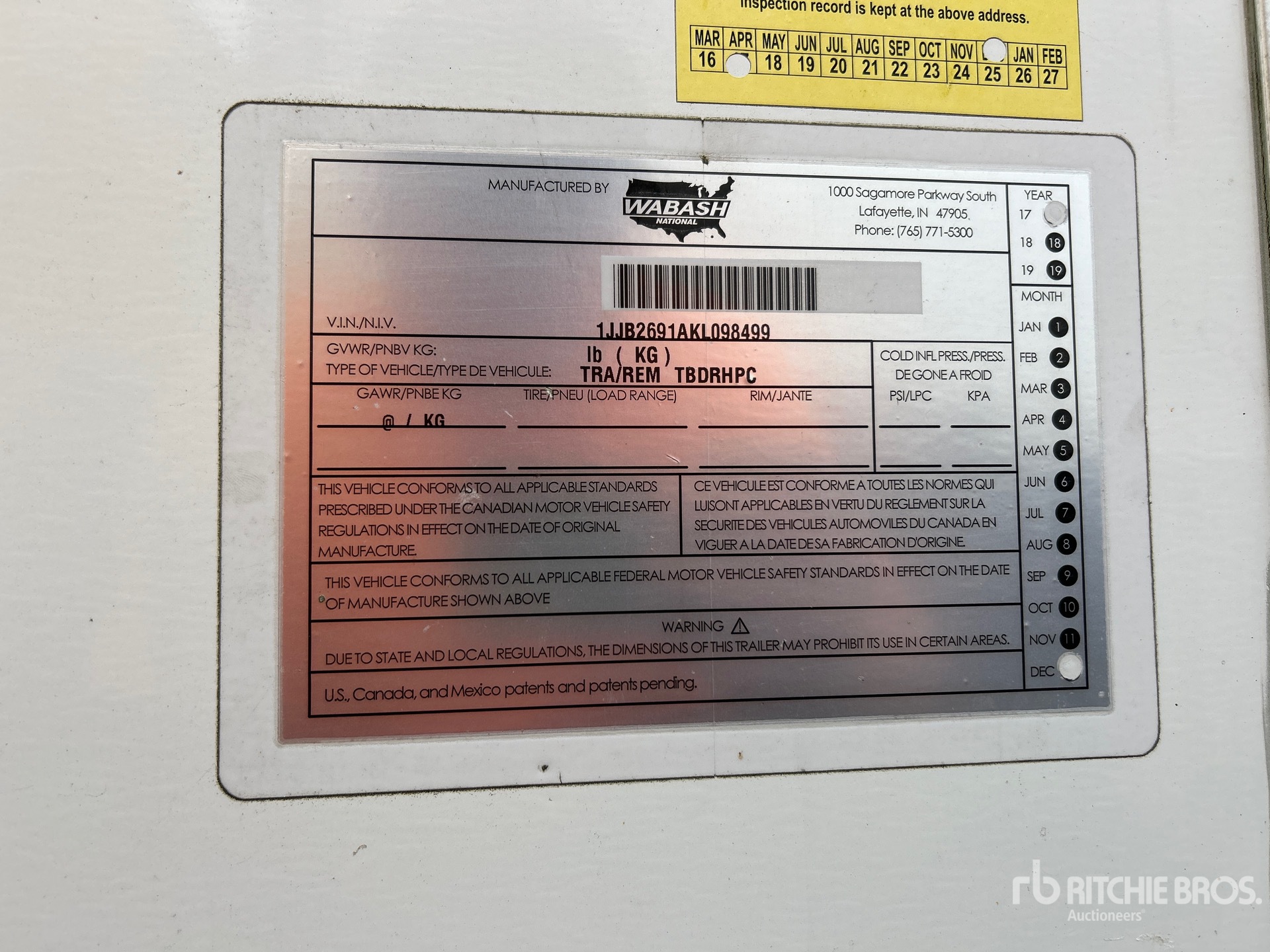 General Appearance with Serial Number / VIN