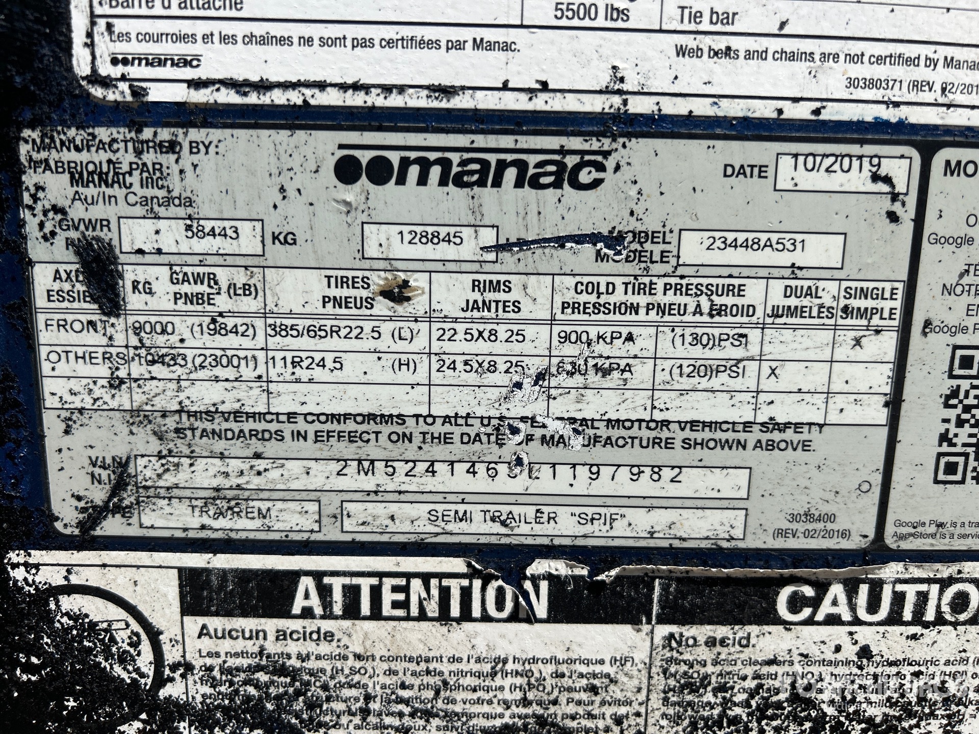 General Appearance with Serial Number / VIN