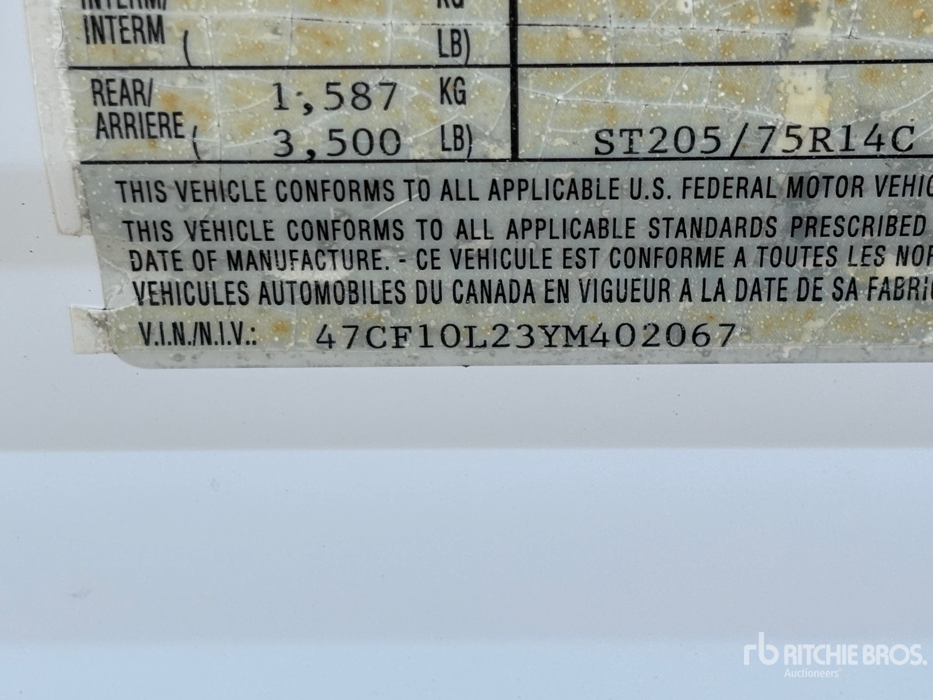 General Appearance with Serial Number / VIN