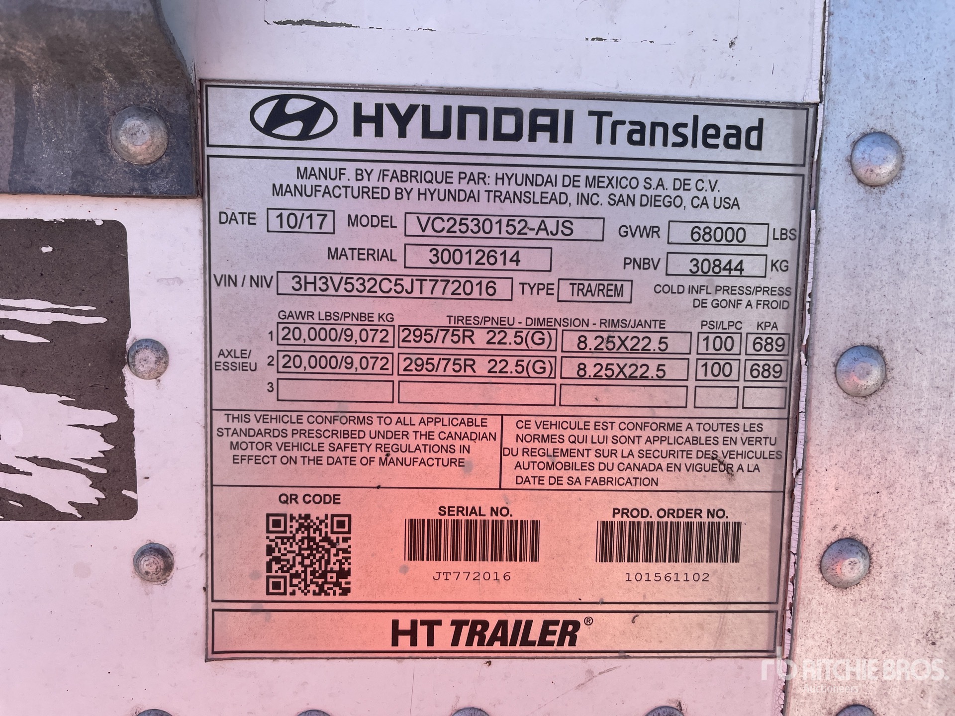 General Appearance with Serial Number / VIN