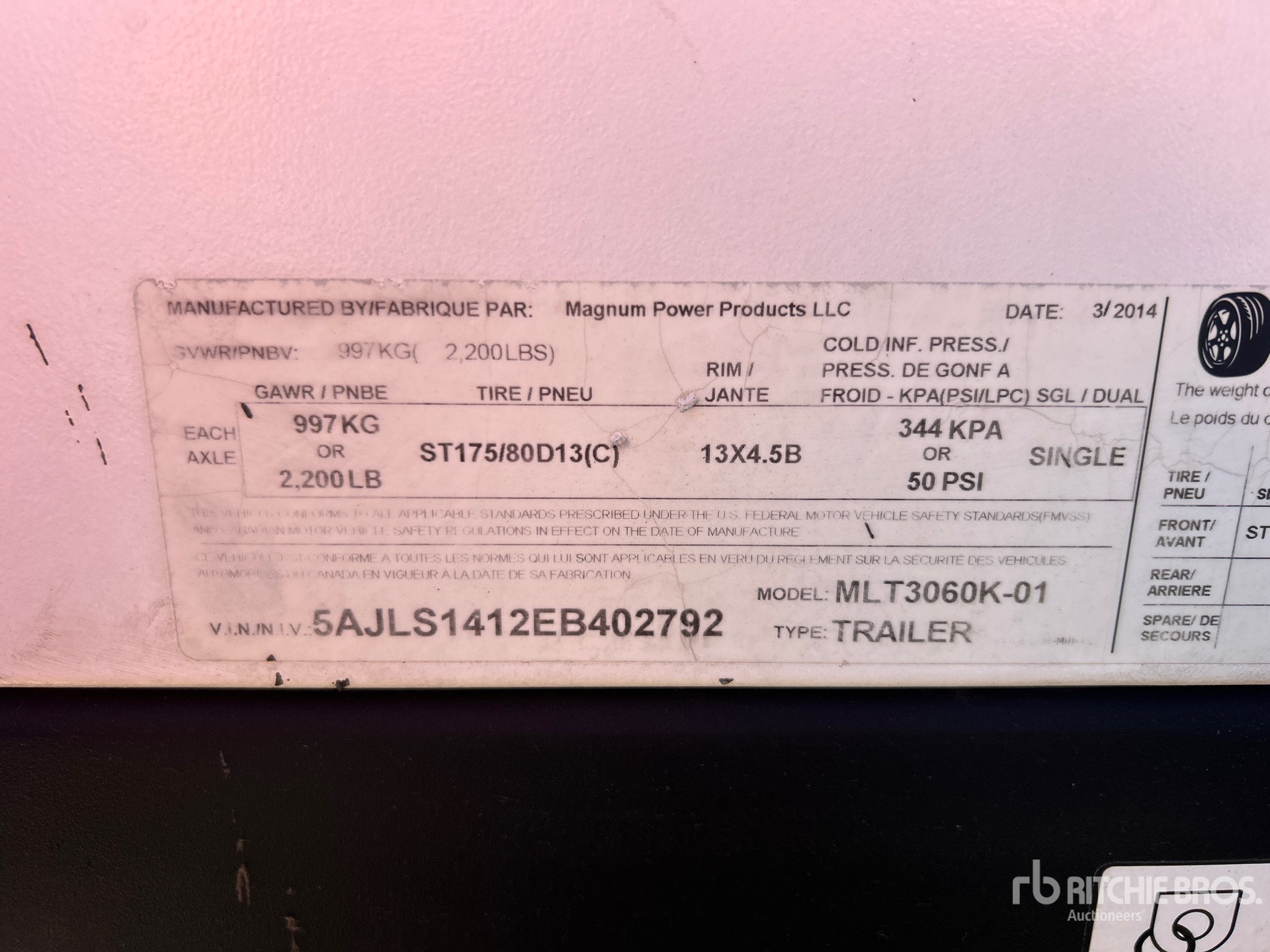 General Appearance with Serial Number / VIN