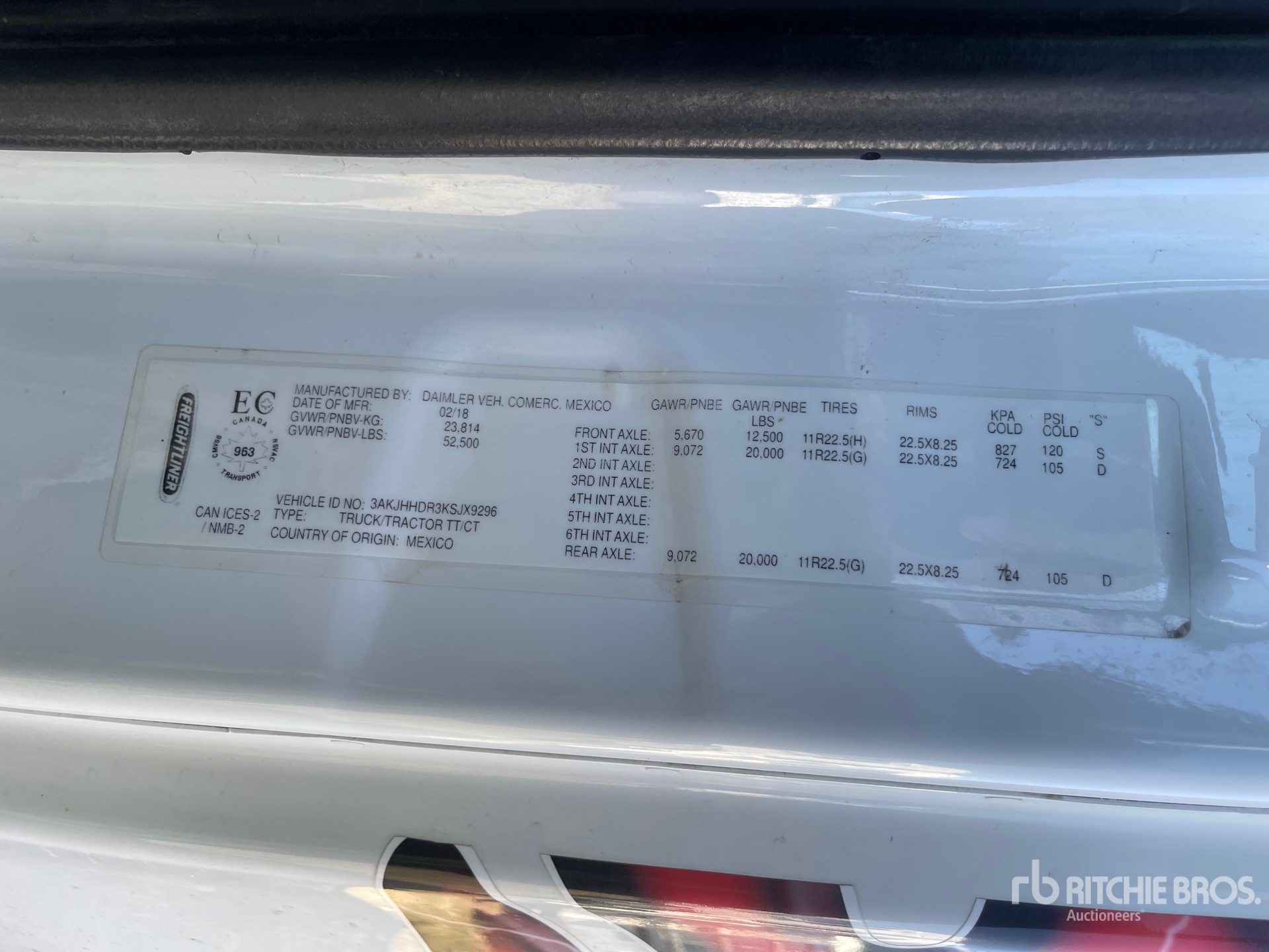 General Appearance with Serial Number / VIN