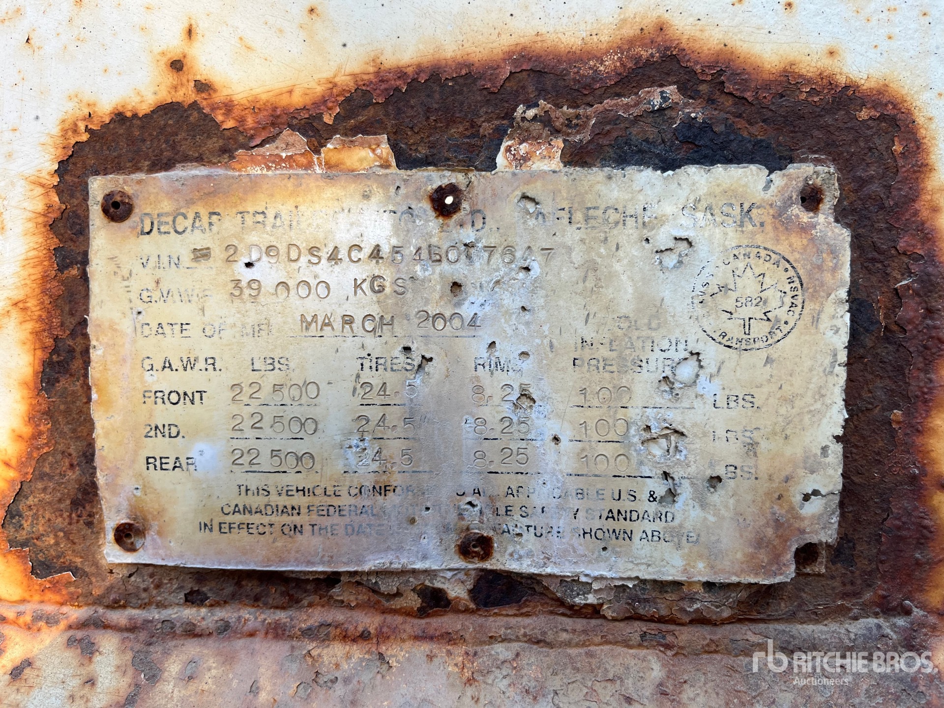 General Appearance with Serial Number / VIN