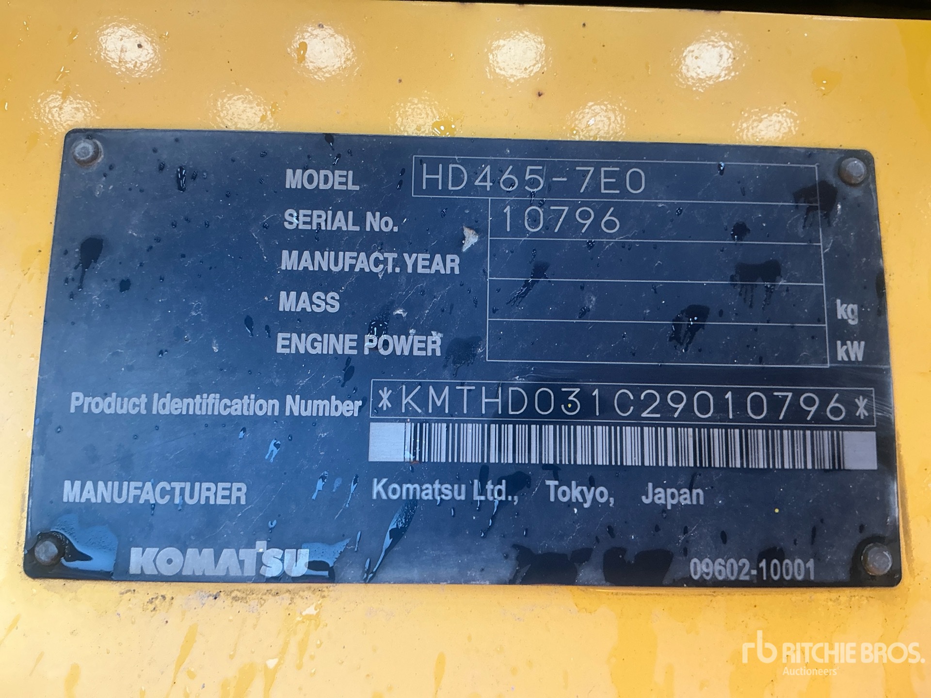 General Appearance with Serial Number / VIN
