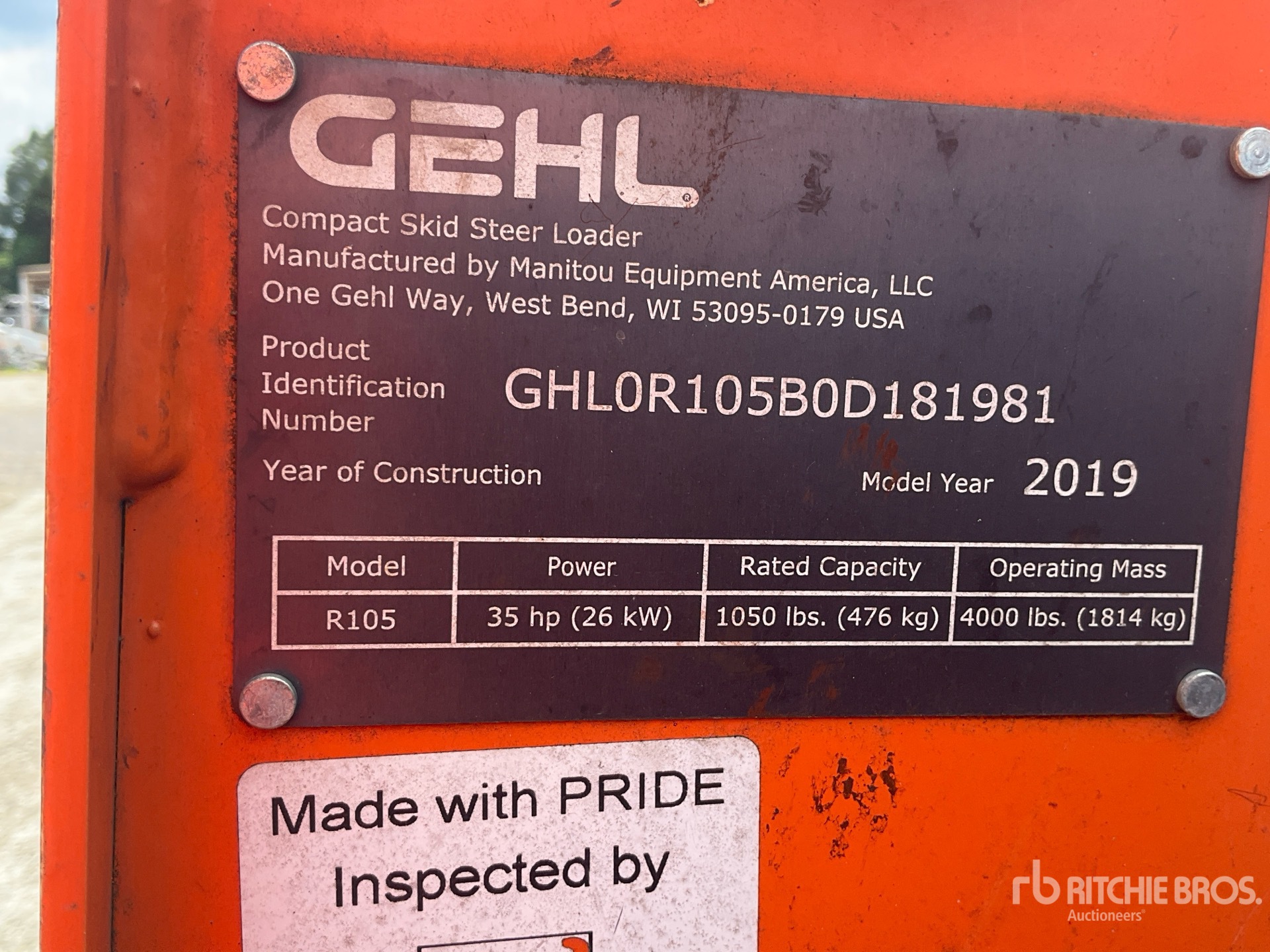 General Appearance with Serial Number / VIN