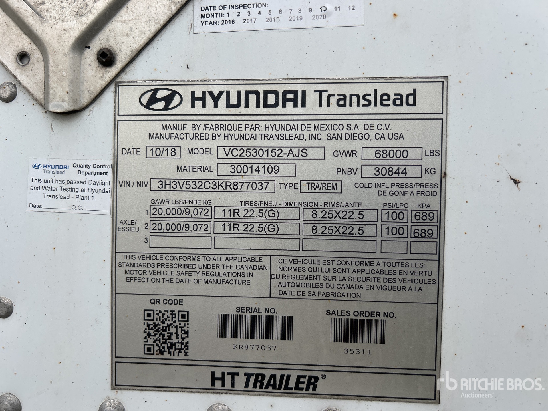 General Appearance with Serial Number / VIN