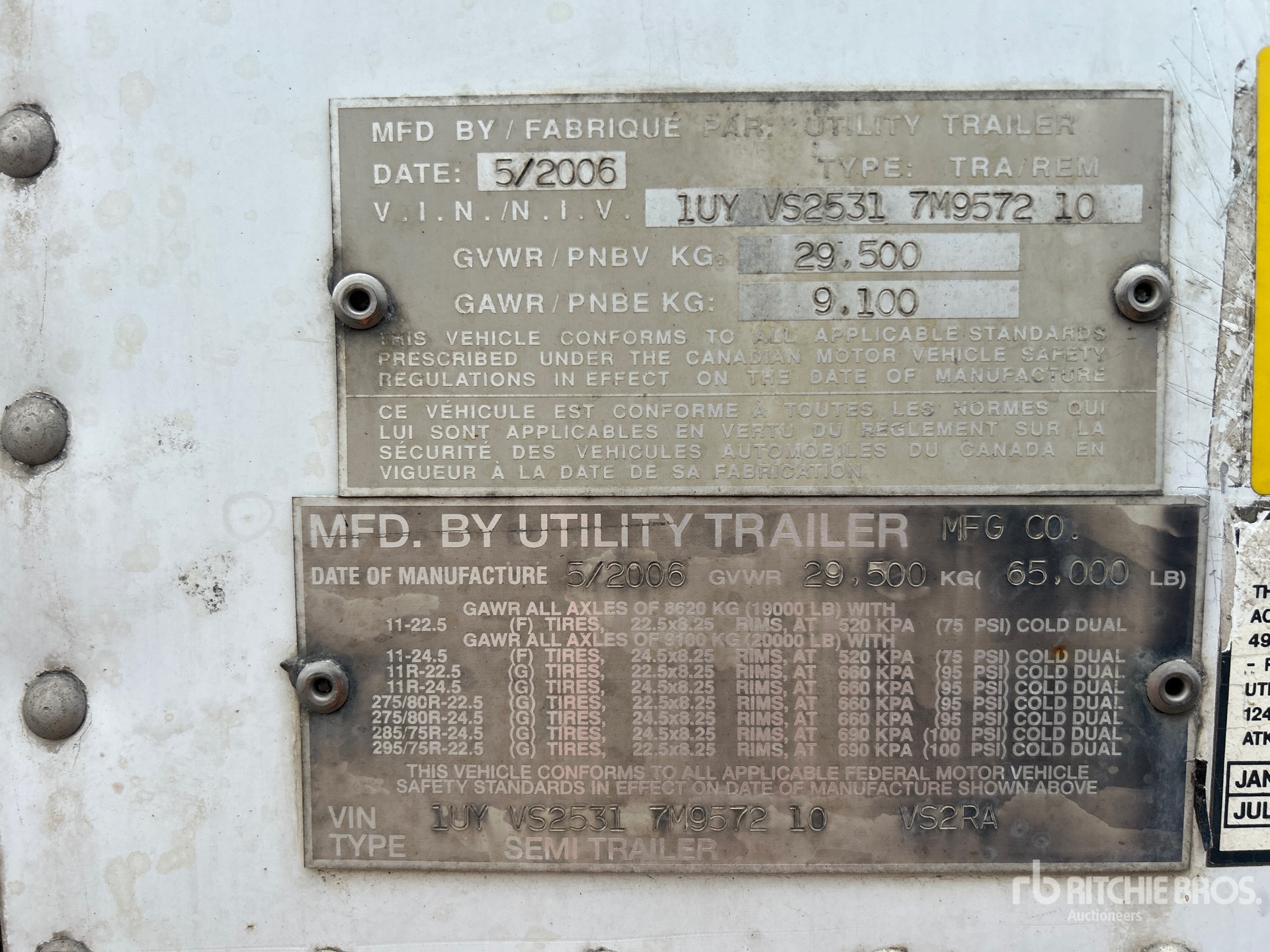 General Appearance with Serial Number / VIN