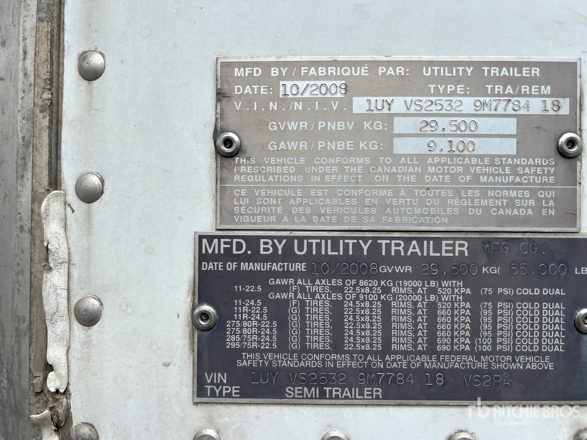 General Appearance with Serial Number / VIN
