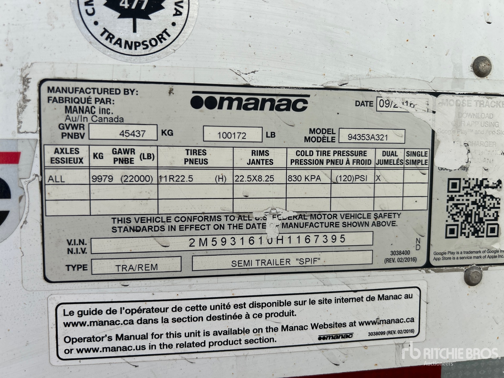 General Appearance with Serial Number / VIN