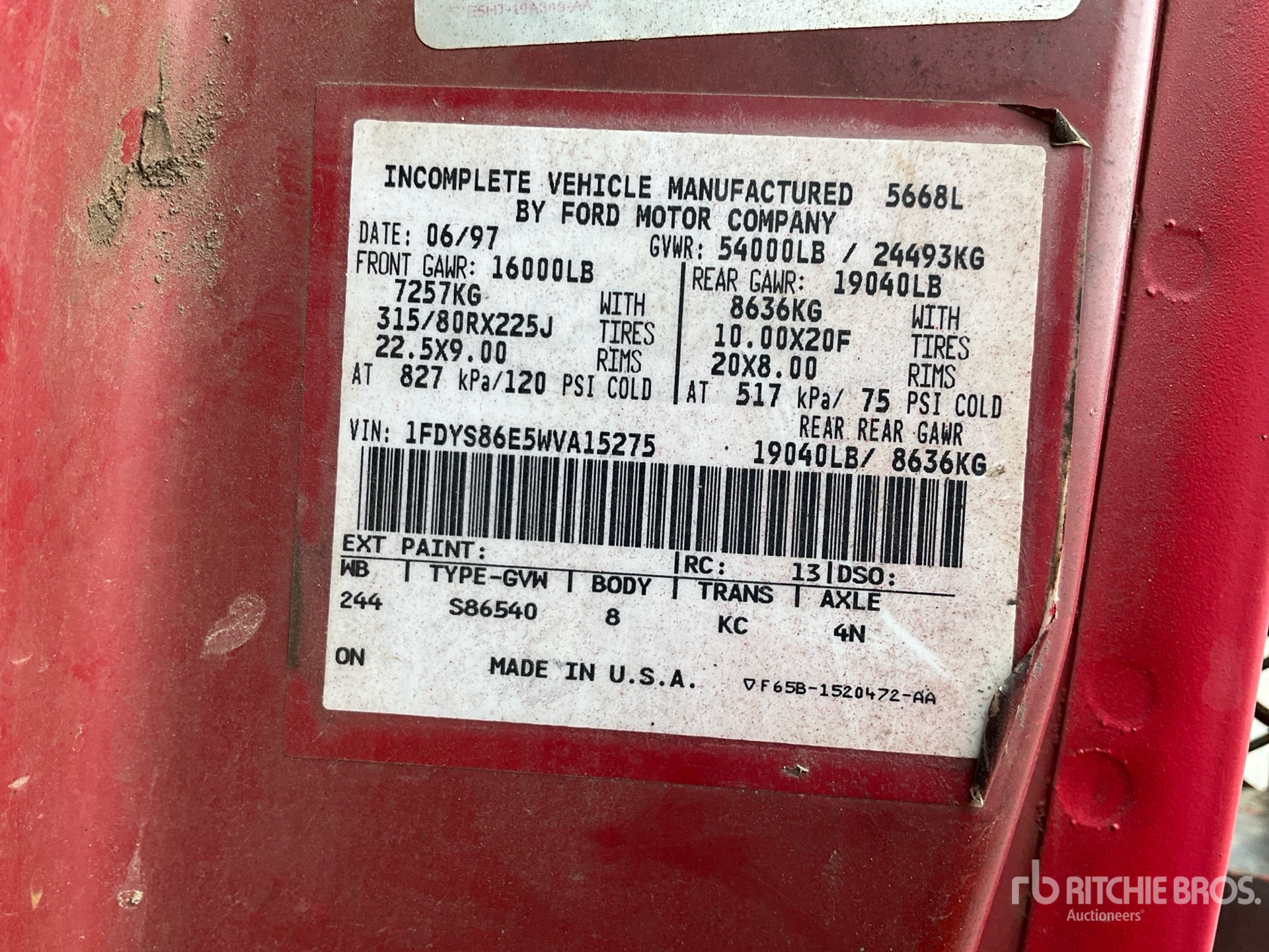 General Appearance with Serial Number / VIN