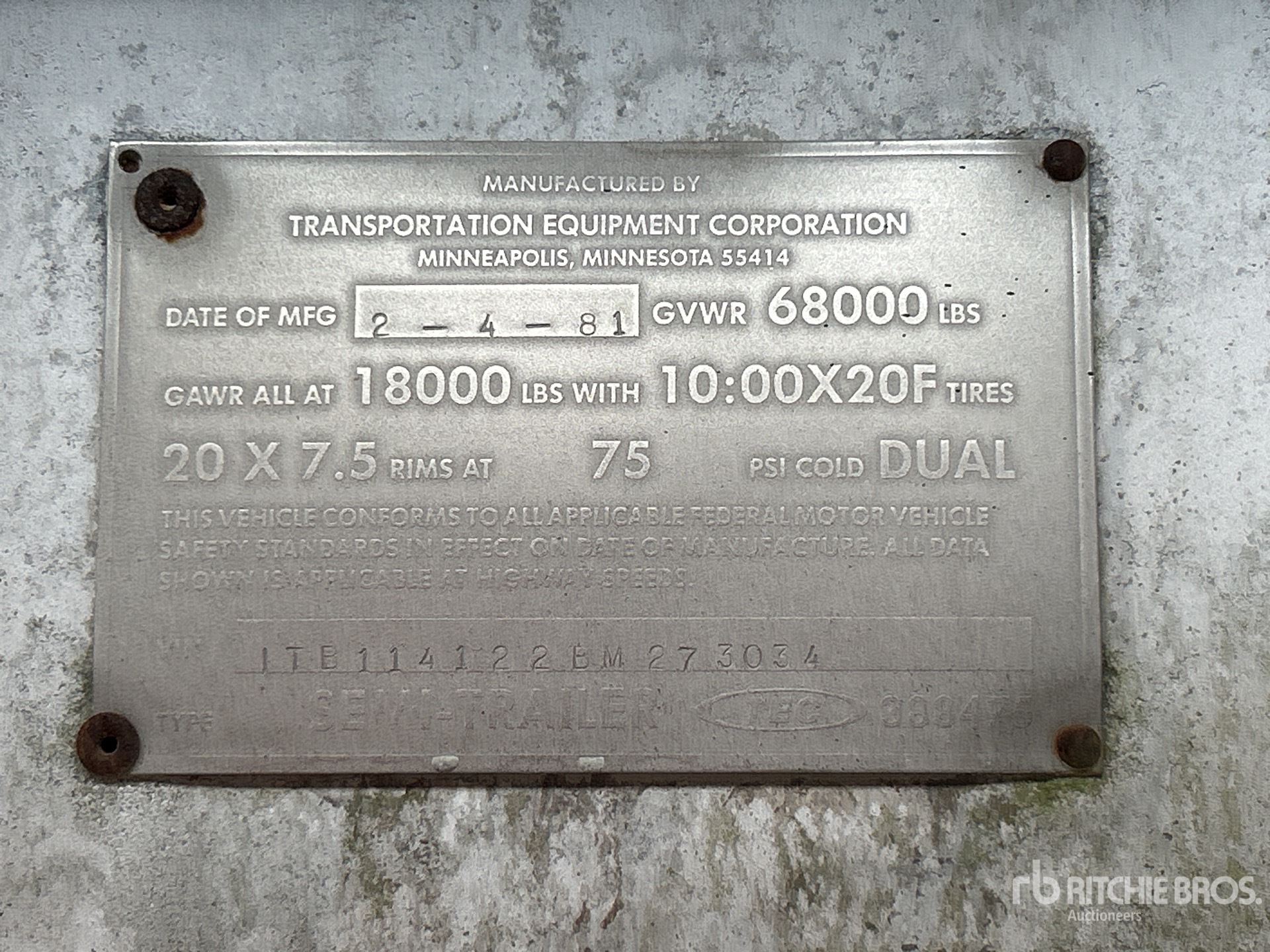 General Appearance with Serial Number / VIN