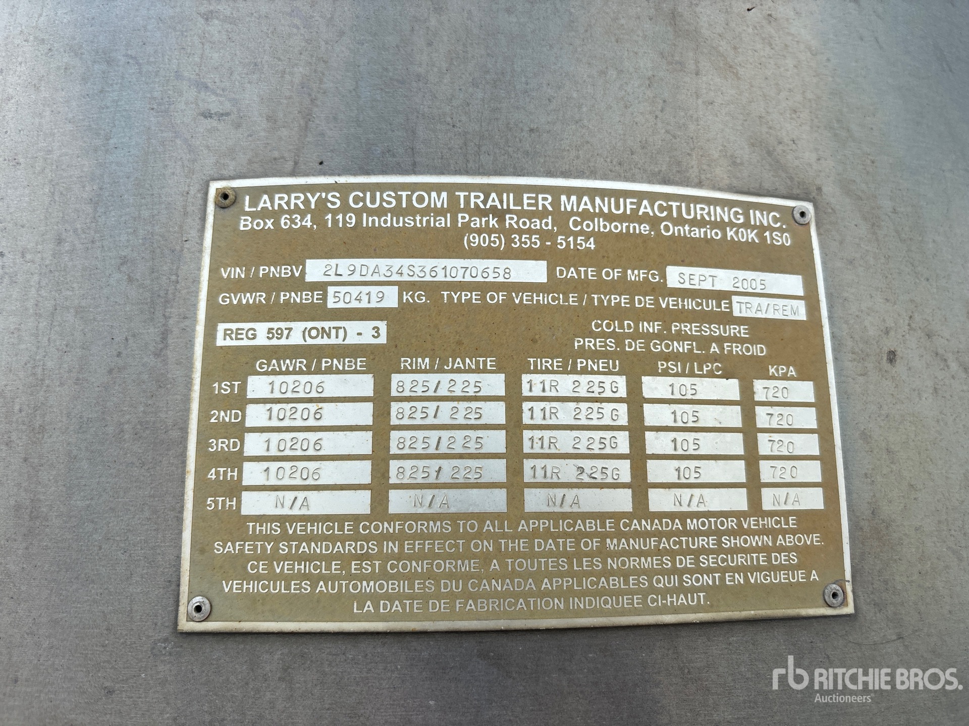 General Appearance with Serial Number / VIN