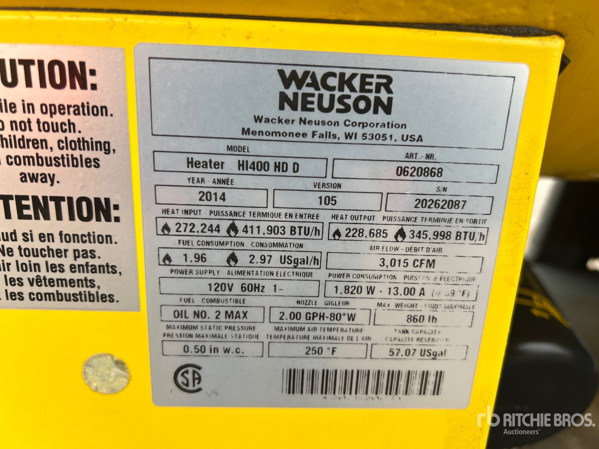 General Appearance with Serial Number / VIN