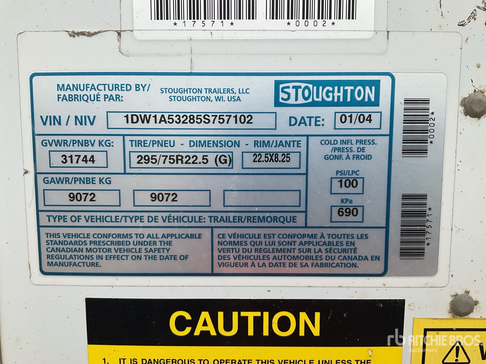 General Appearance with Serial Number / VIN