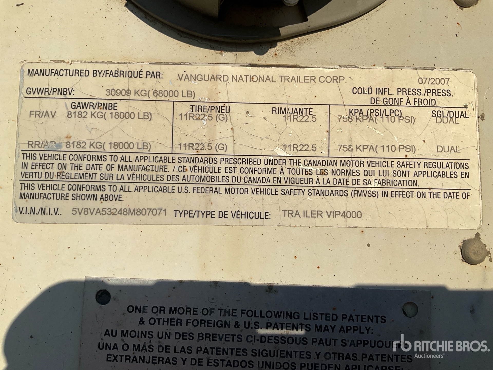 General Appearance with Serial Number / VIN