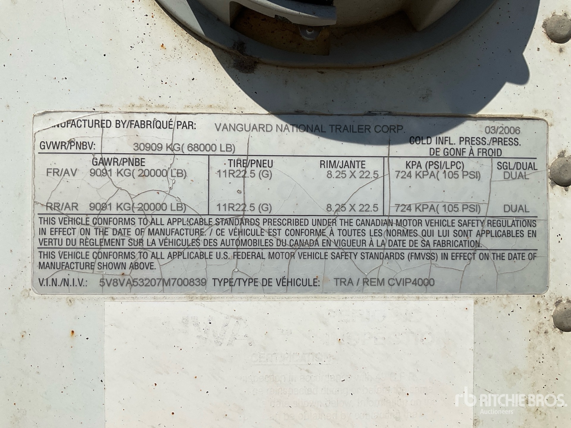 General Appearance with Serial Number / VIN