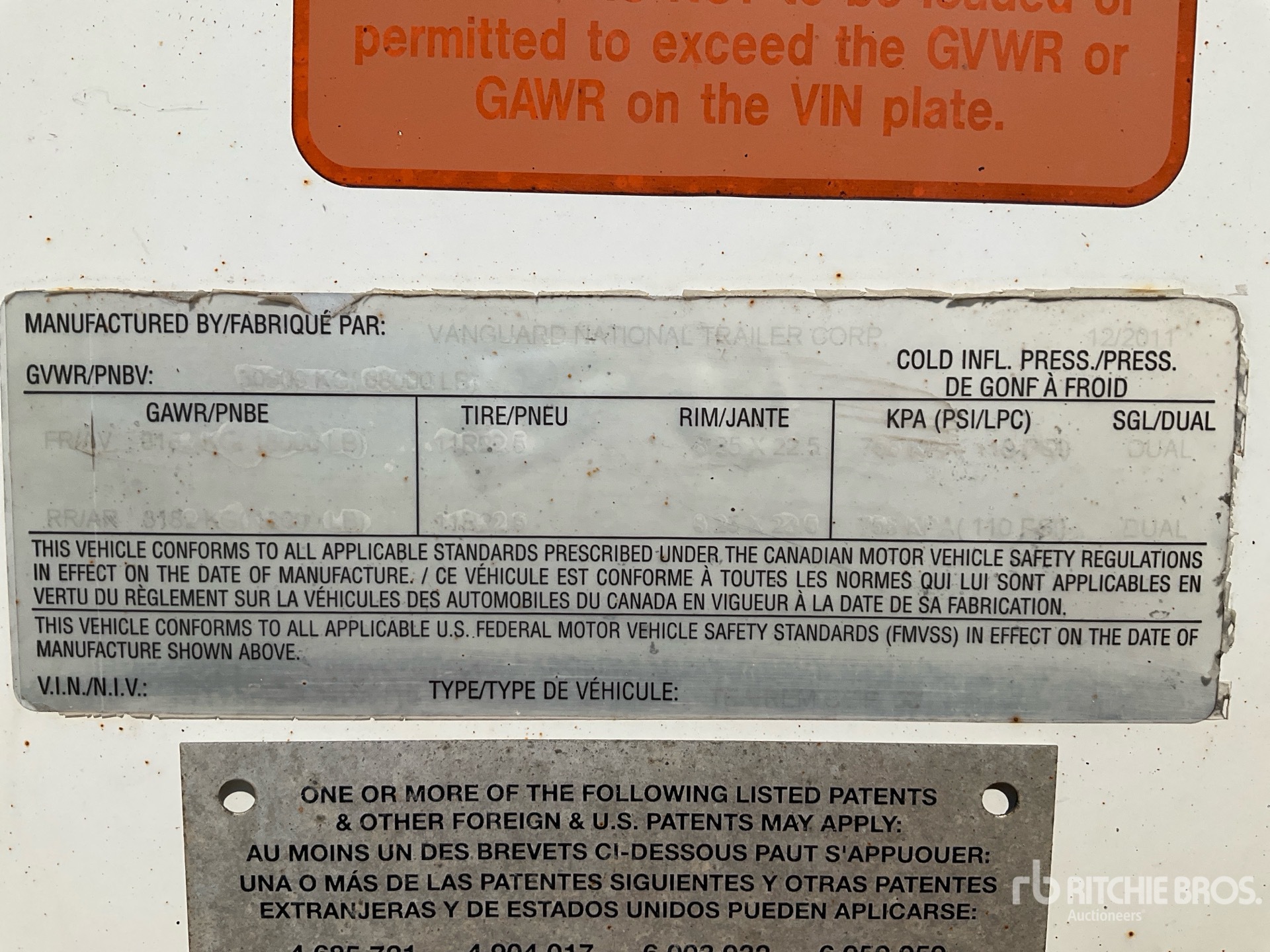 General Appearance with Serial Number / VIN