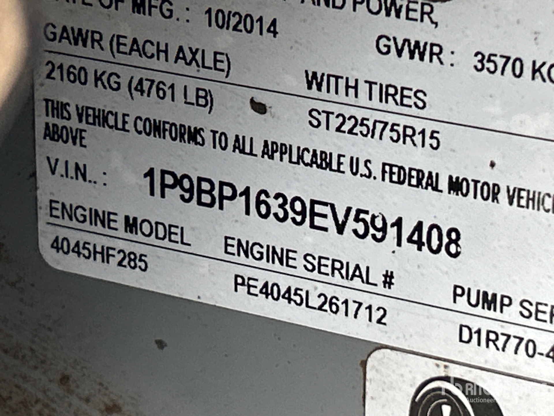 General Appearance with Serial Number / VIN
