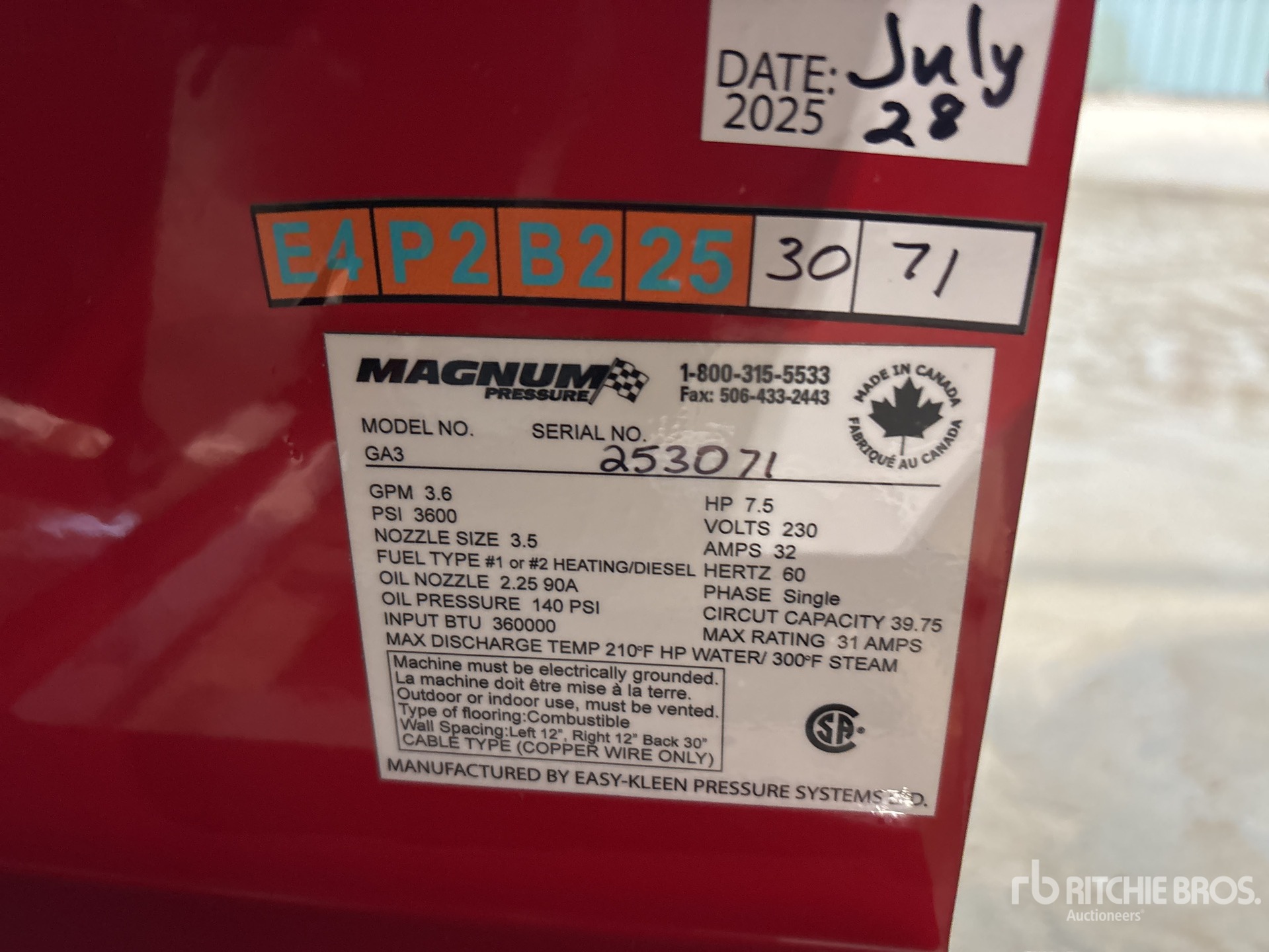 General Appearance with Serial Number / VIN