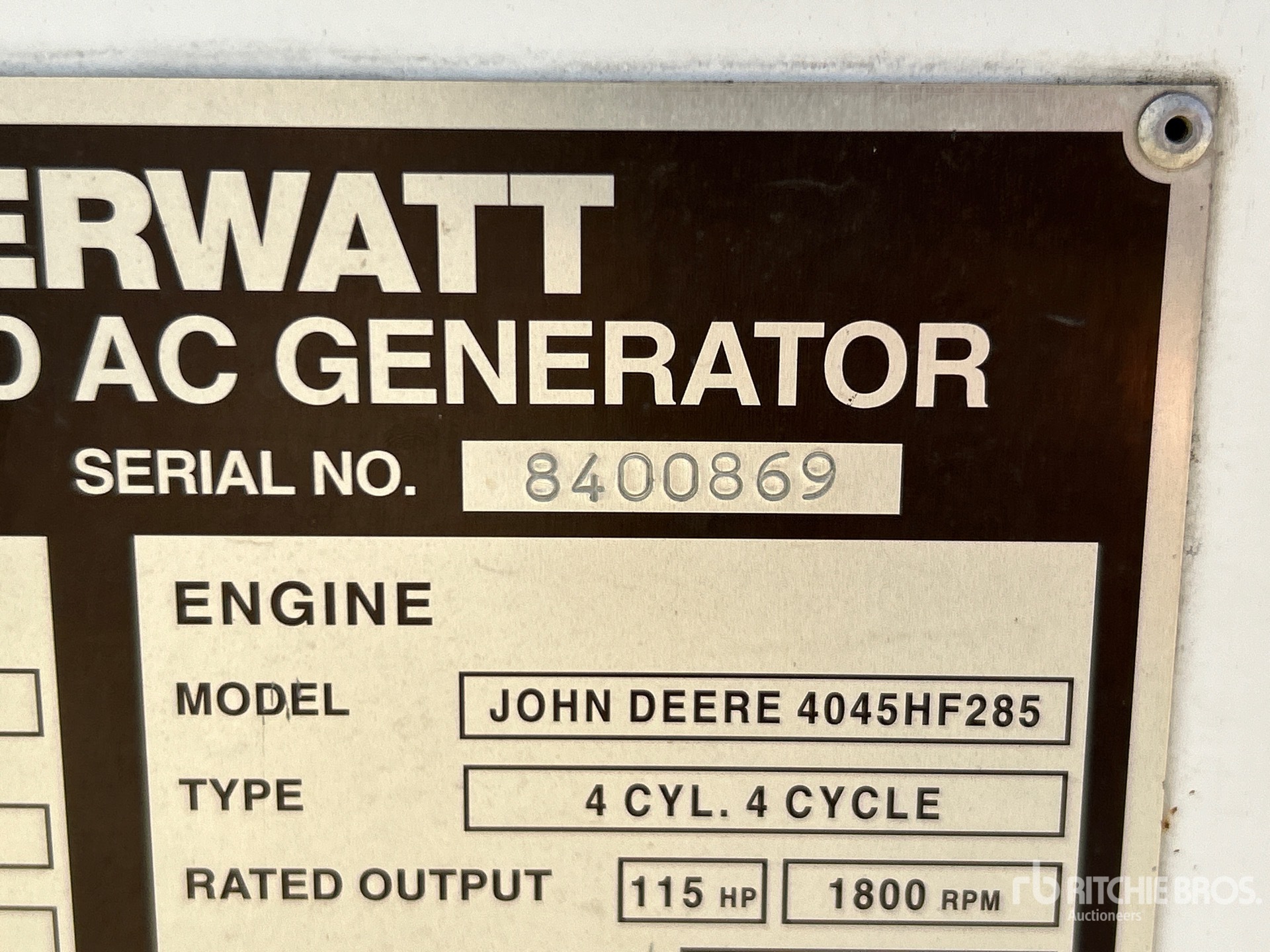 General Appearance with Serial Number / VIN