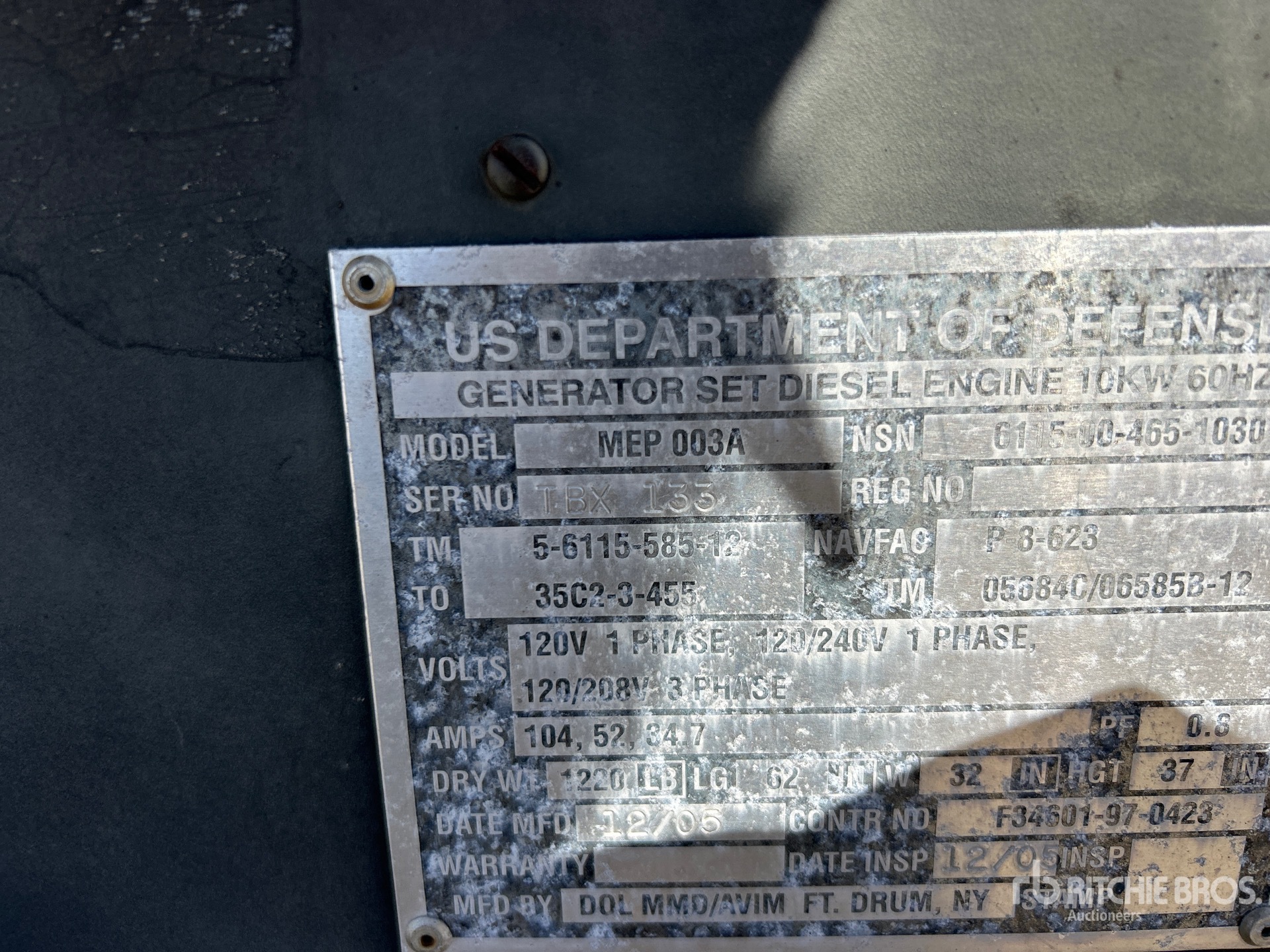 General Appearance with Serial Number / VIN