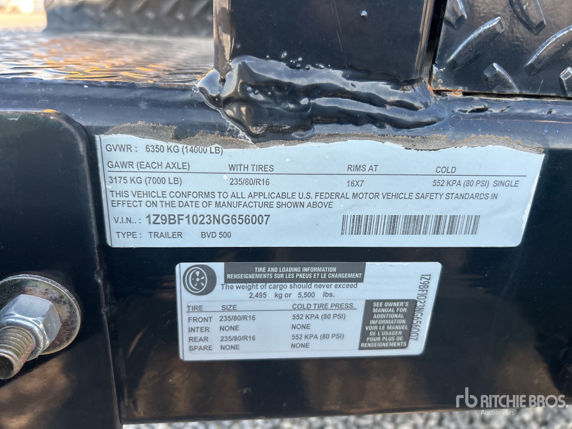 General Appearance with Serial Number / VIN