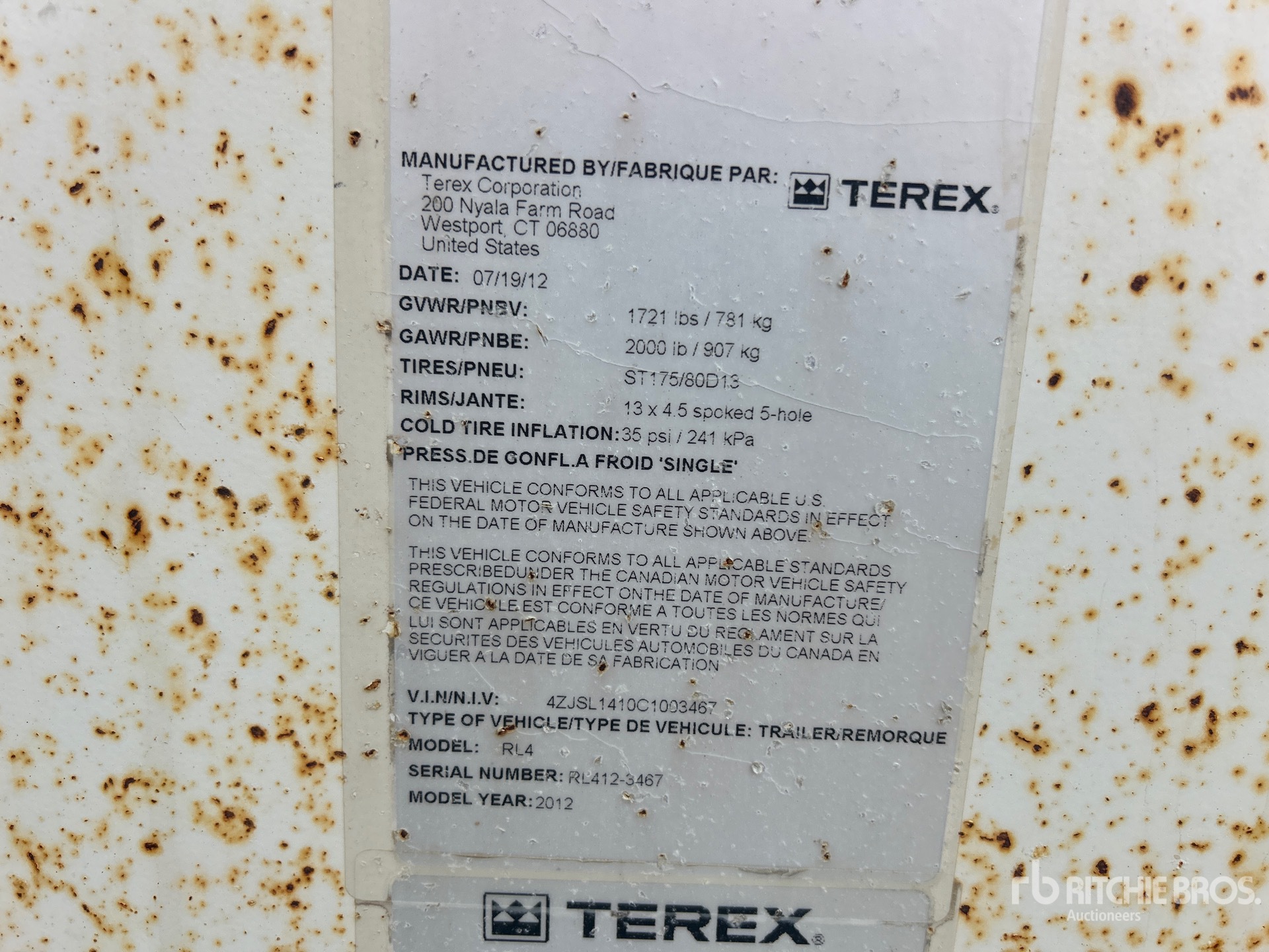 General Appearance with Serial Number / VIN