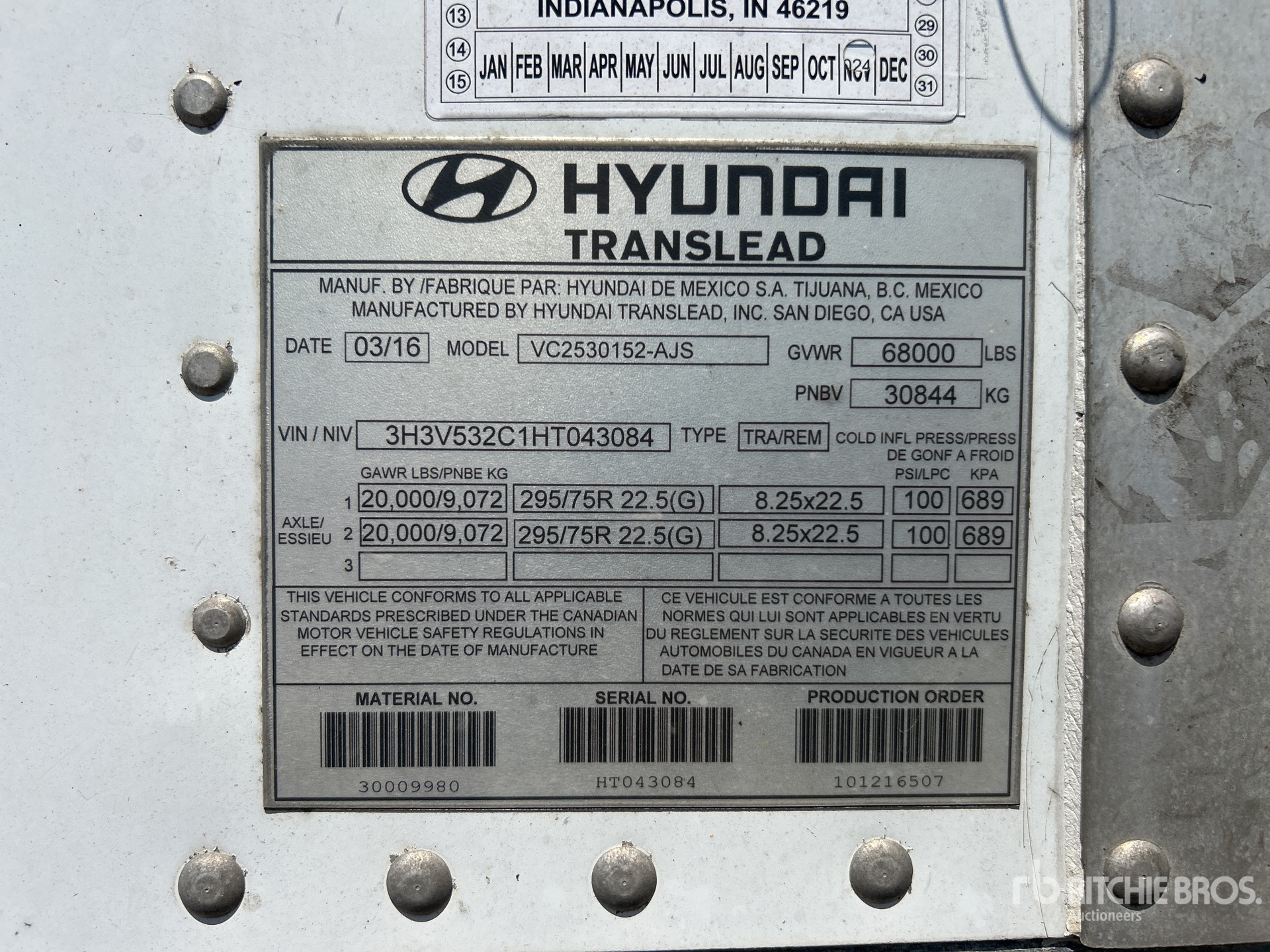 General Appearance with Serial Number / VIN