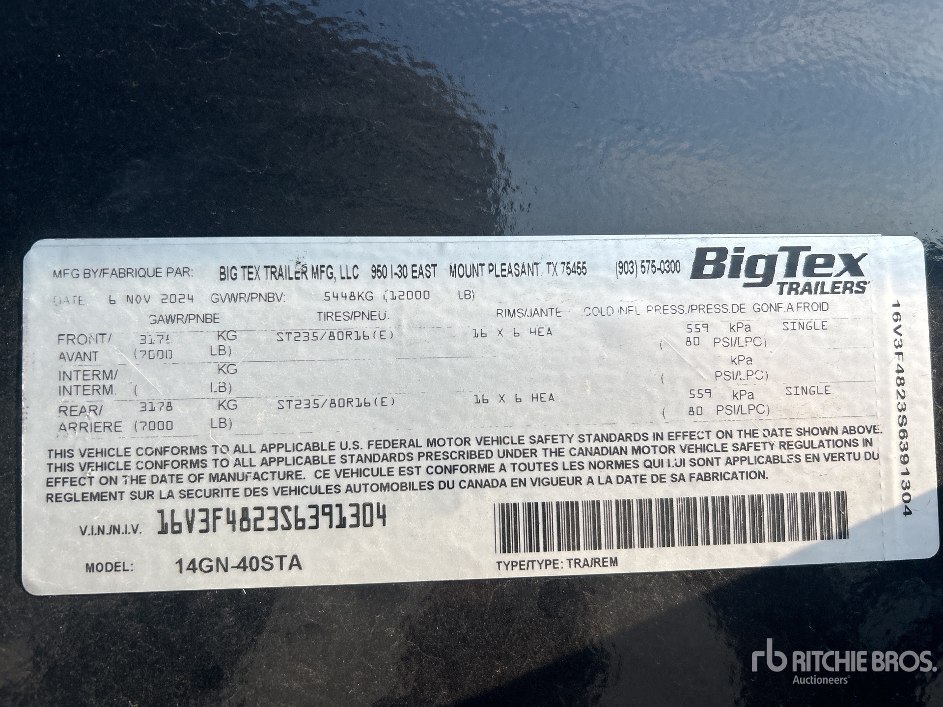 General Appearance with Serial Number / VIN