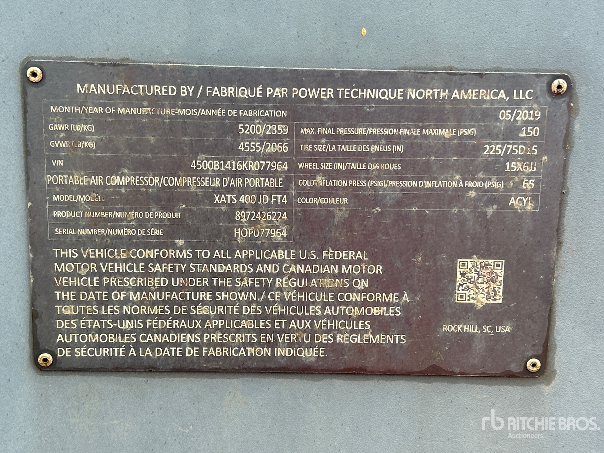 General Appearance with Serial Number / VIN