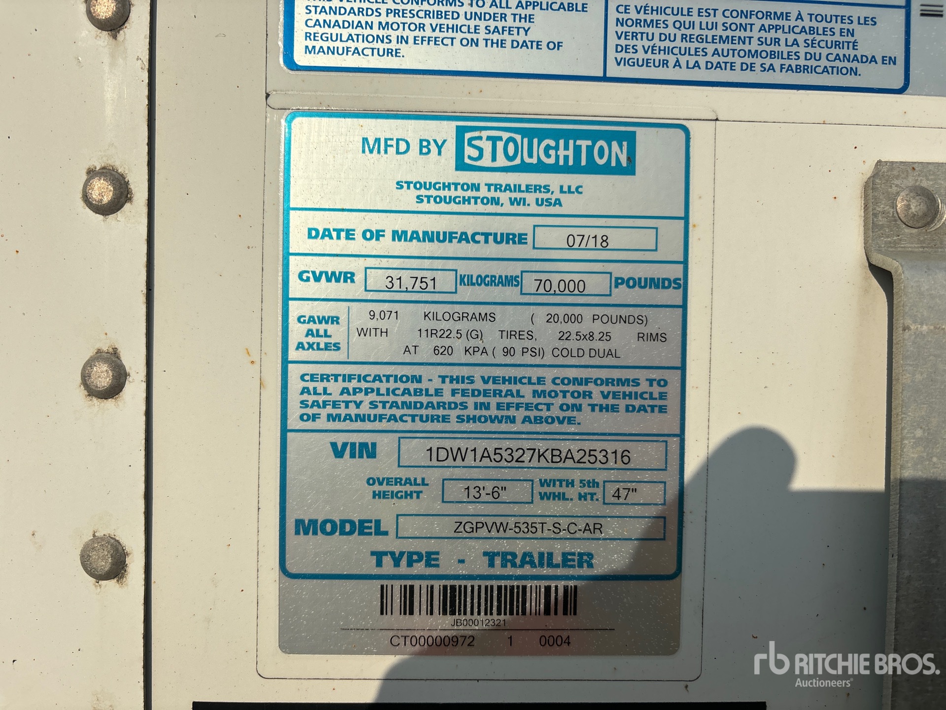 General Appearance with Serial Number / VIN