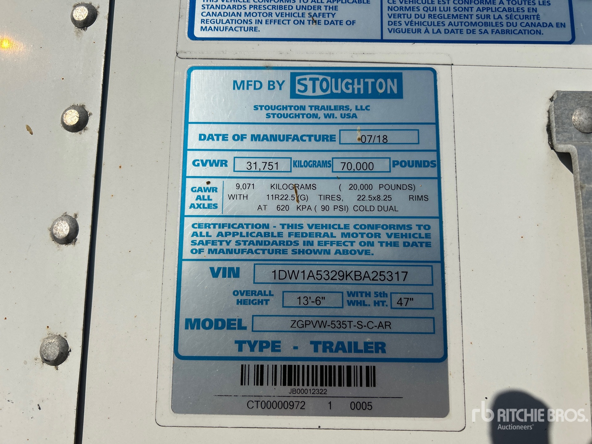 General Appearance with Serial Number / VIN