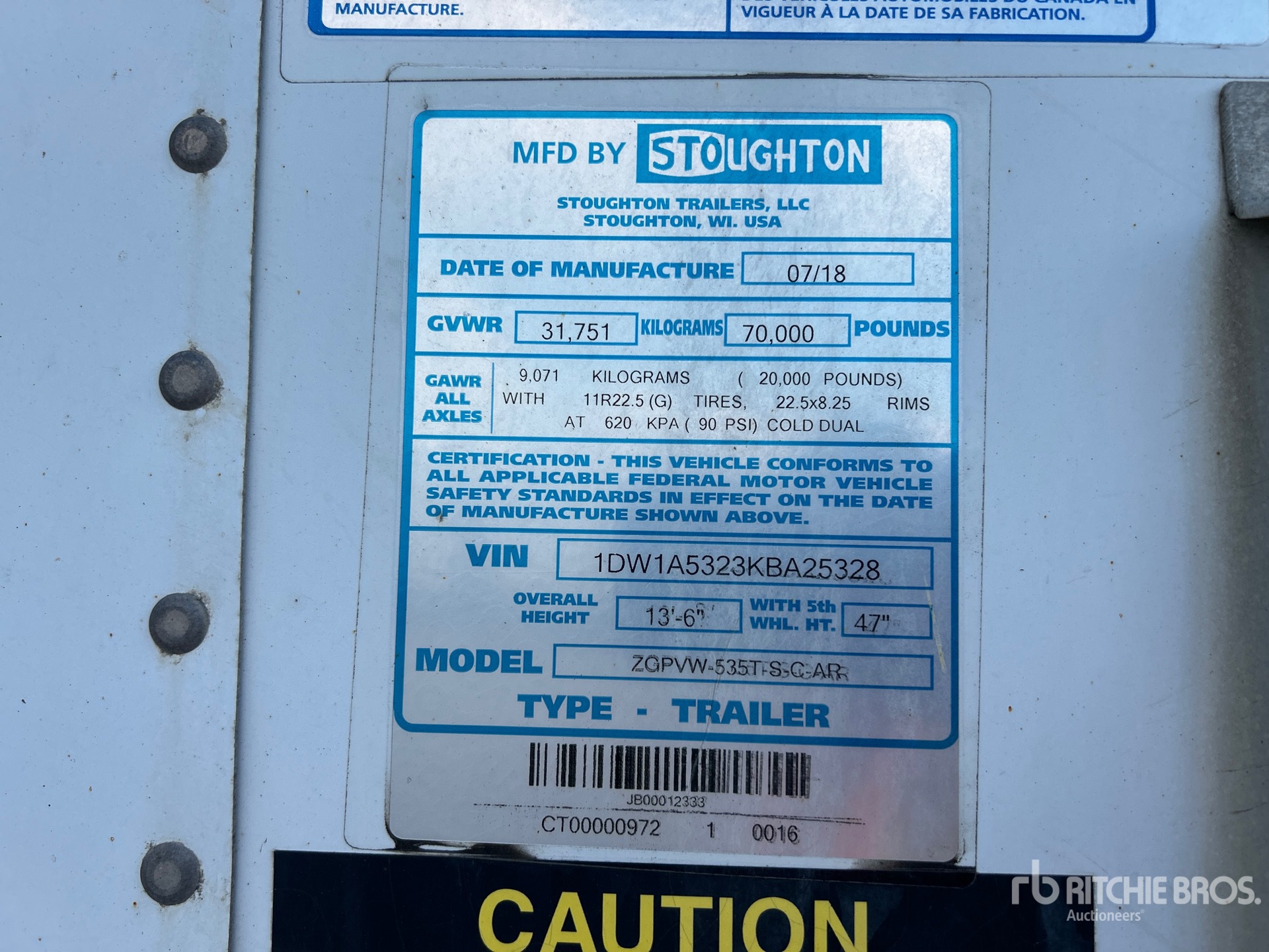 General Appearance with Serial Number / VIN