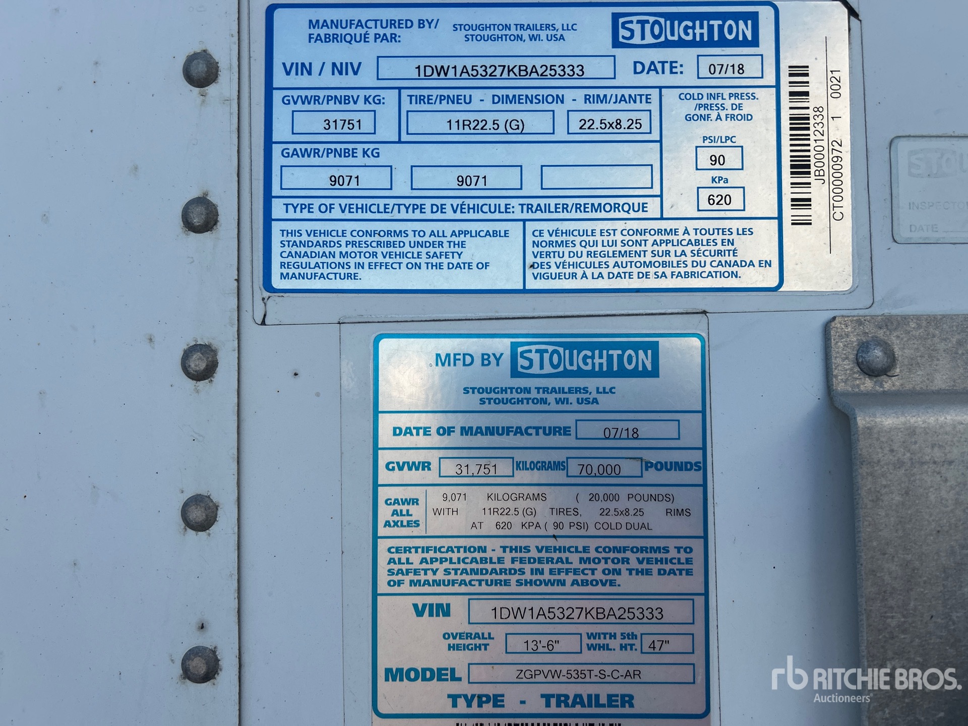General Appearance with Serial Number / VIN