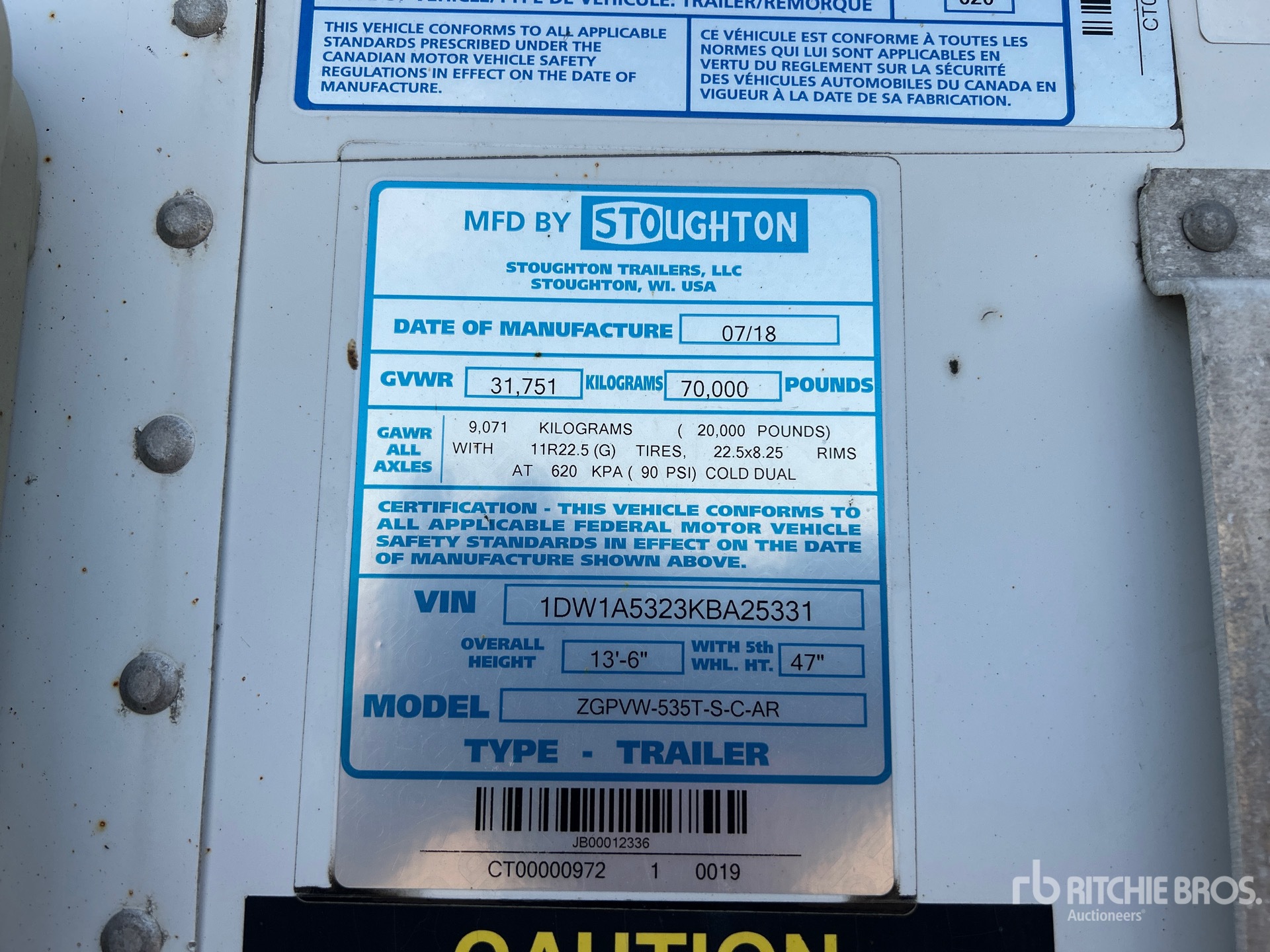 General Appearance with Serial Number / VIN