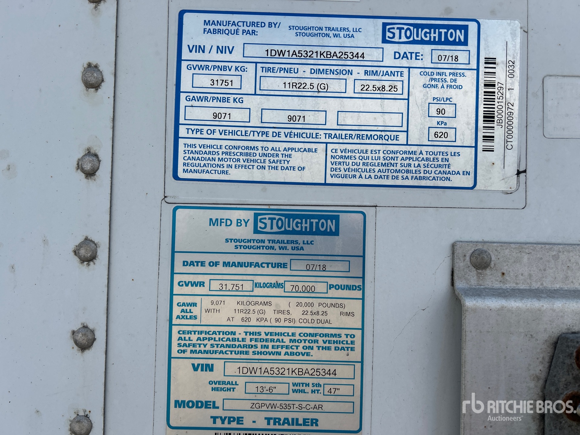 General Appearance with Serial Number / VIN