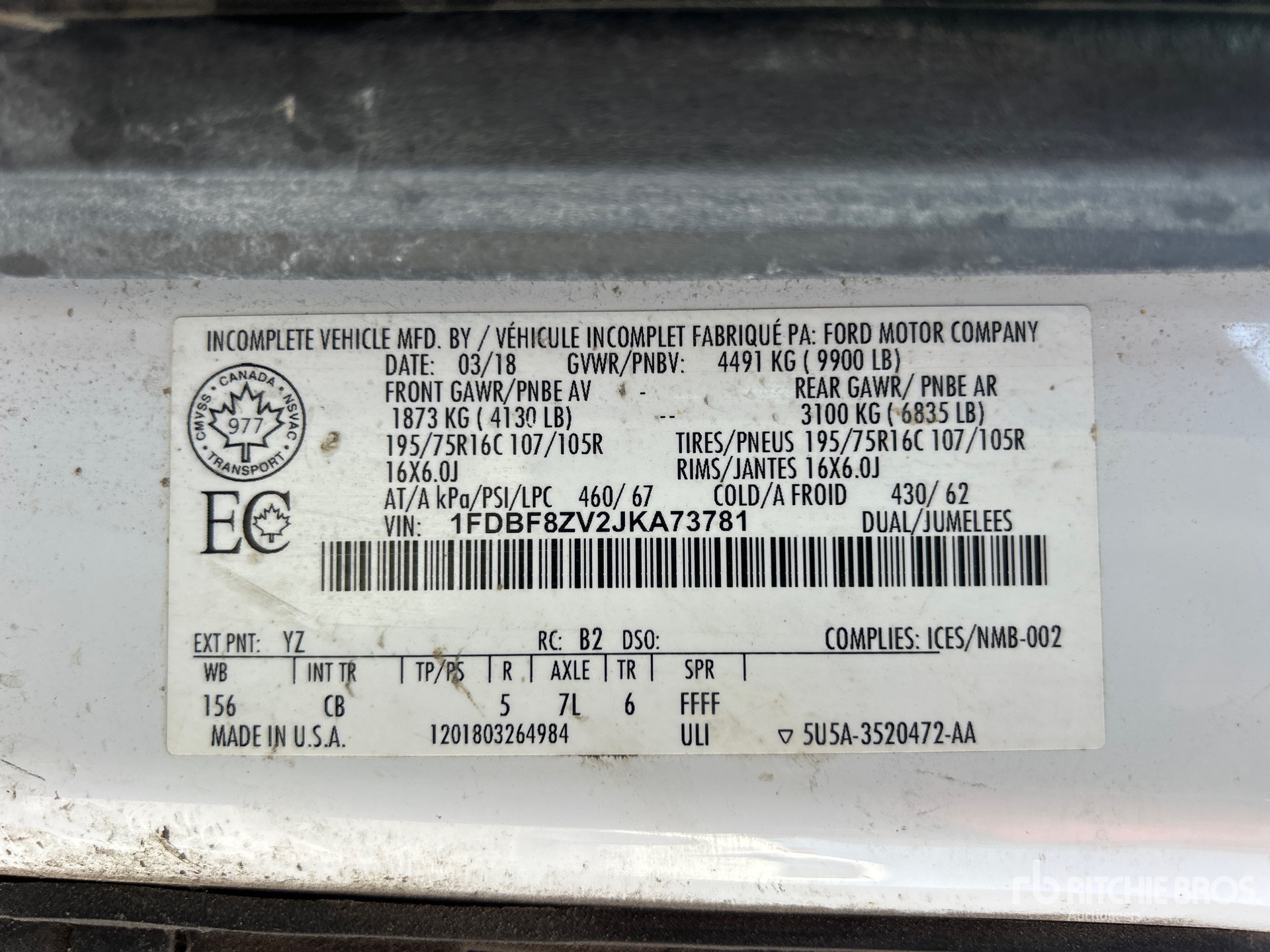 General Appearance with Serial Number / VIN