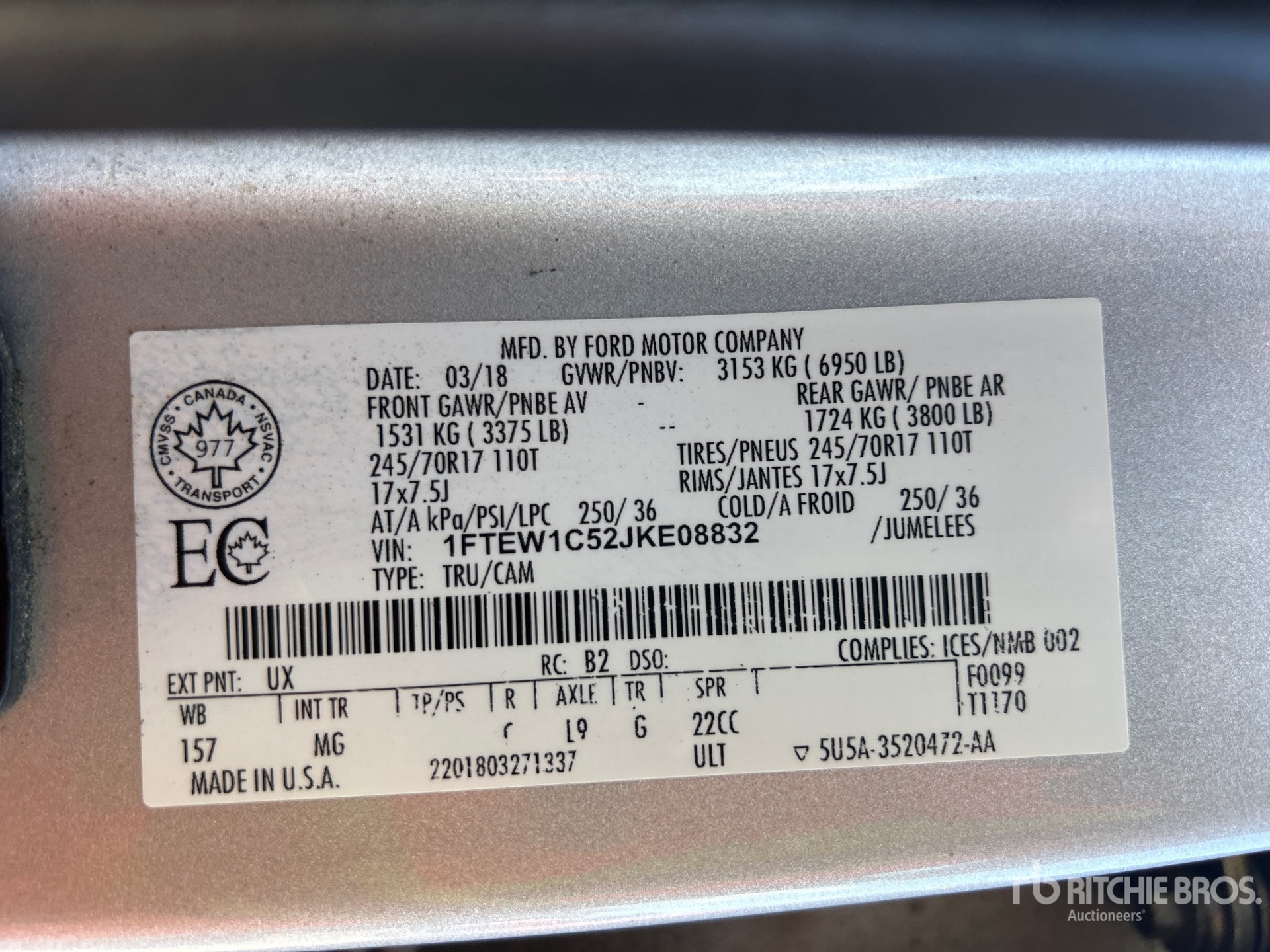General Appearance with Serial Number / VIN