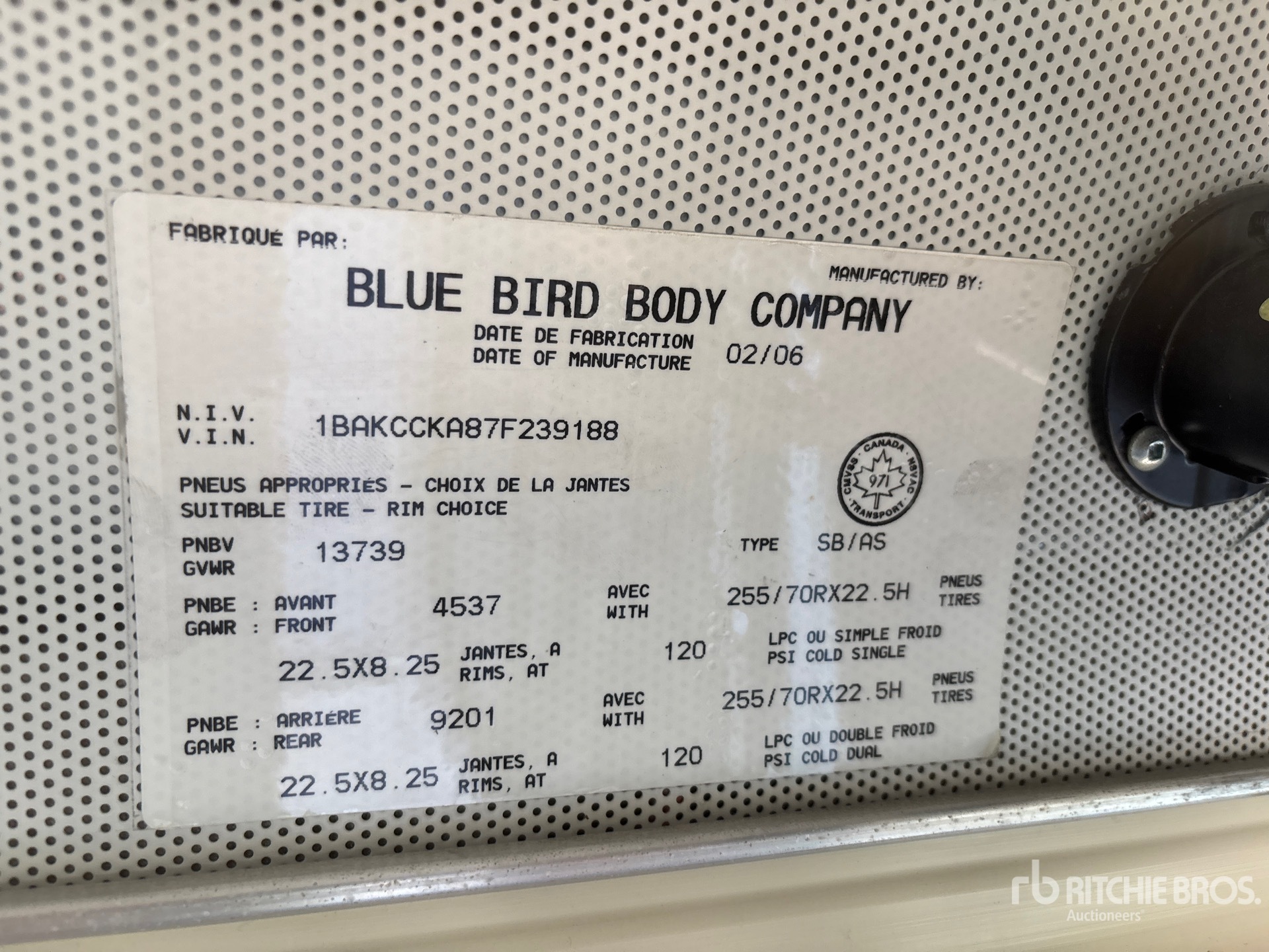 General Appearance with Serial Number / VIN