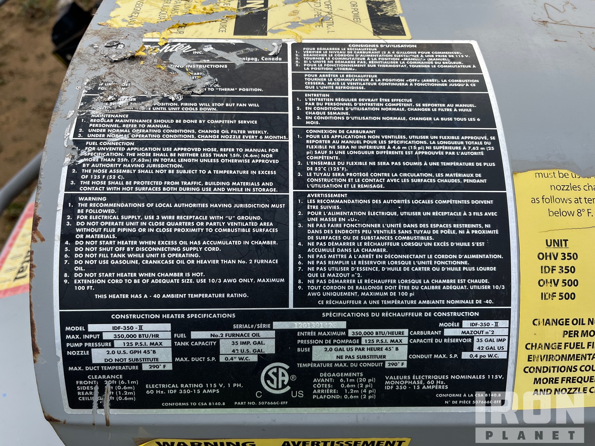 General Appearance with Serial Number / VIN